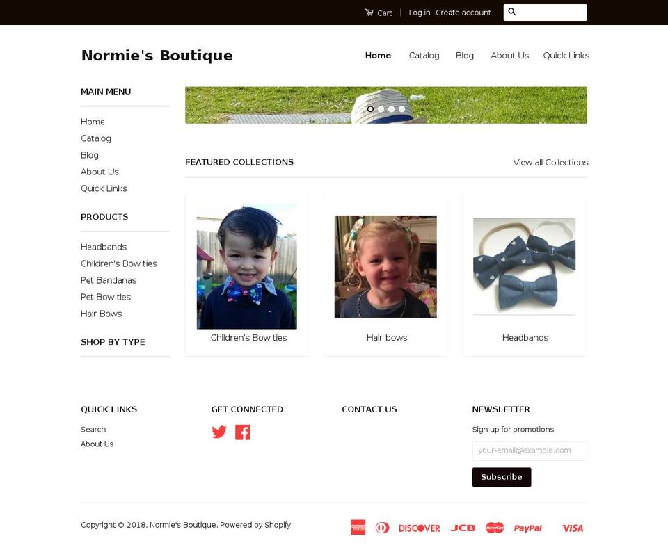 normiesboutique.com — Shopify storefront screenshot
