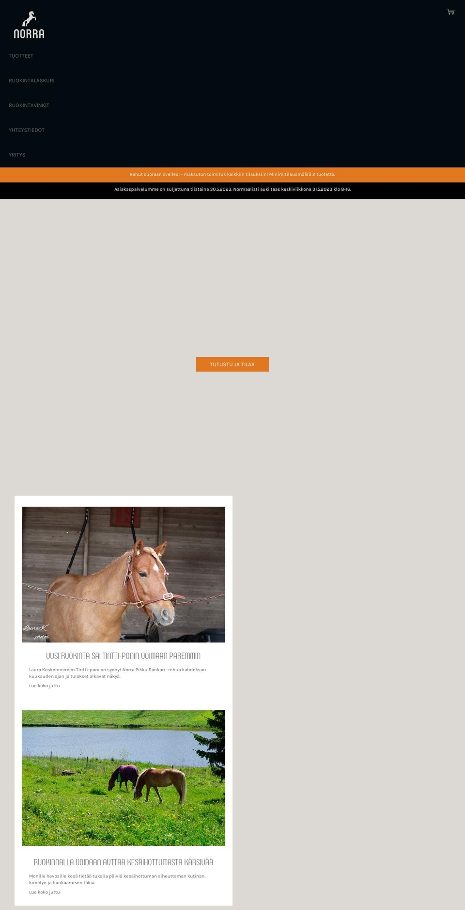 norrahorse.fi shopify website screenshot