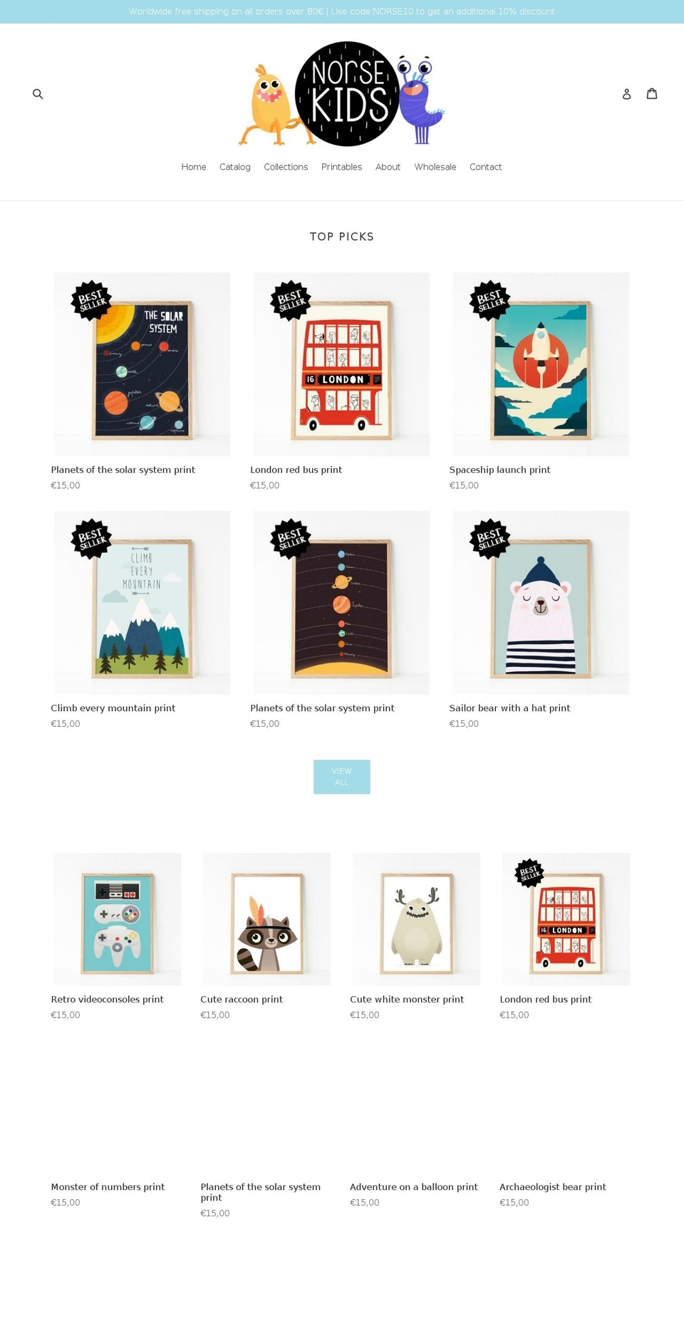 norsekidsart.com — Shopify storefront screenshot