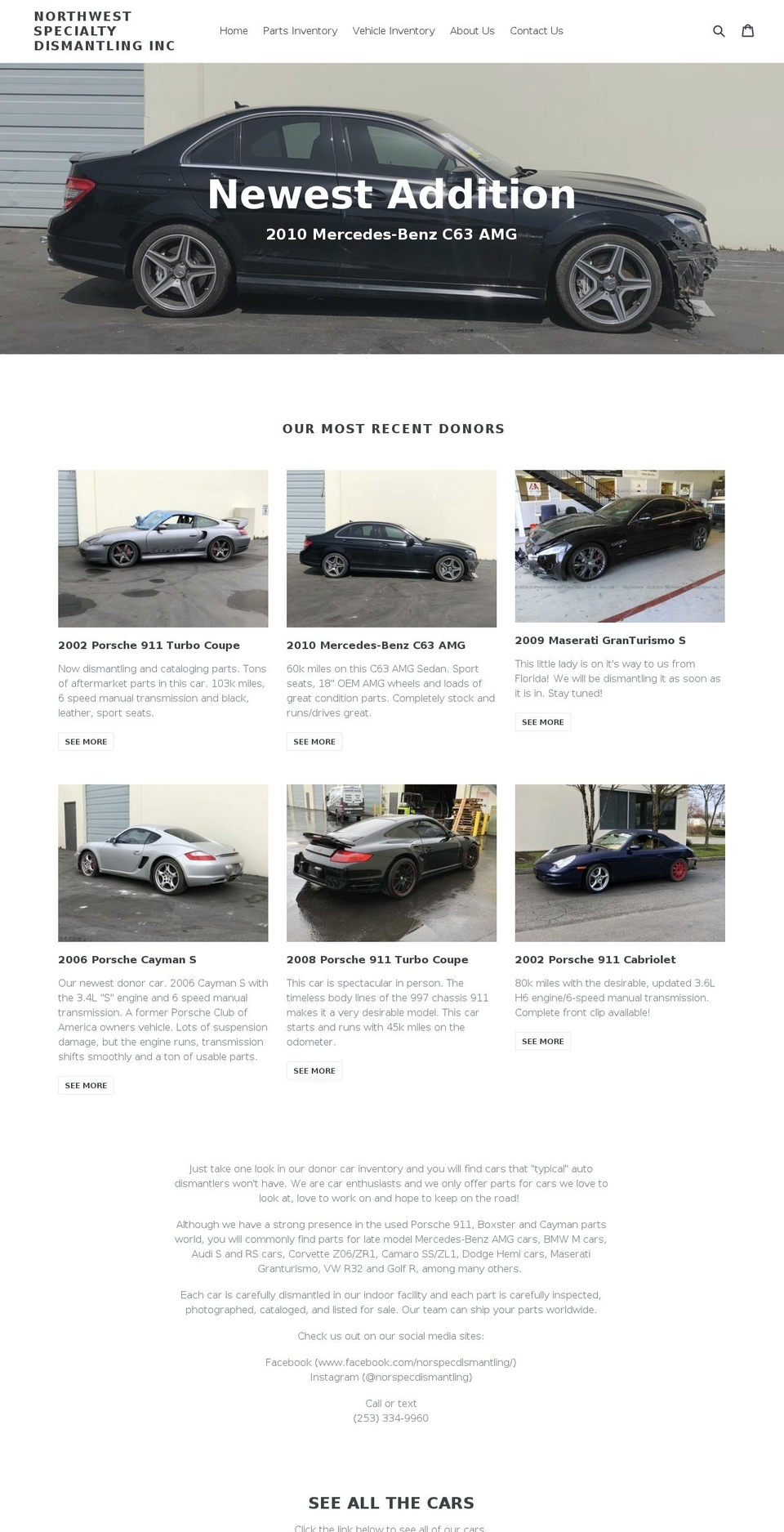 norspecdismantling.com shopify website screenshot