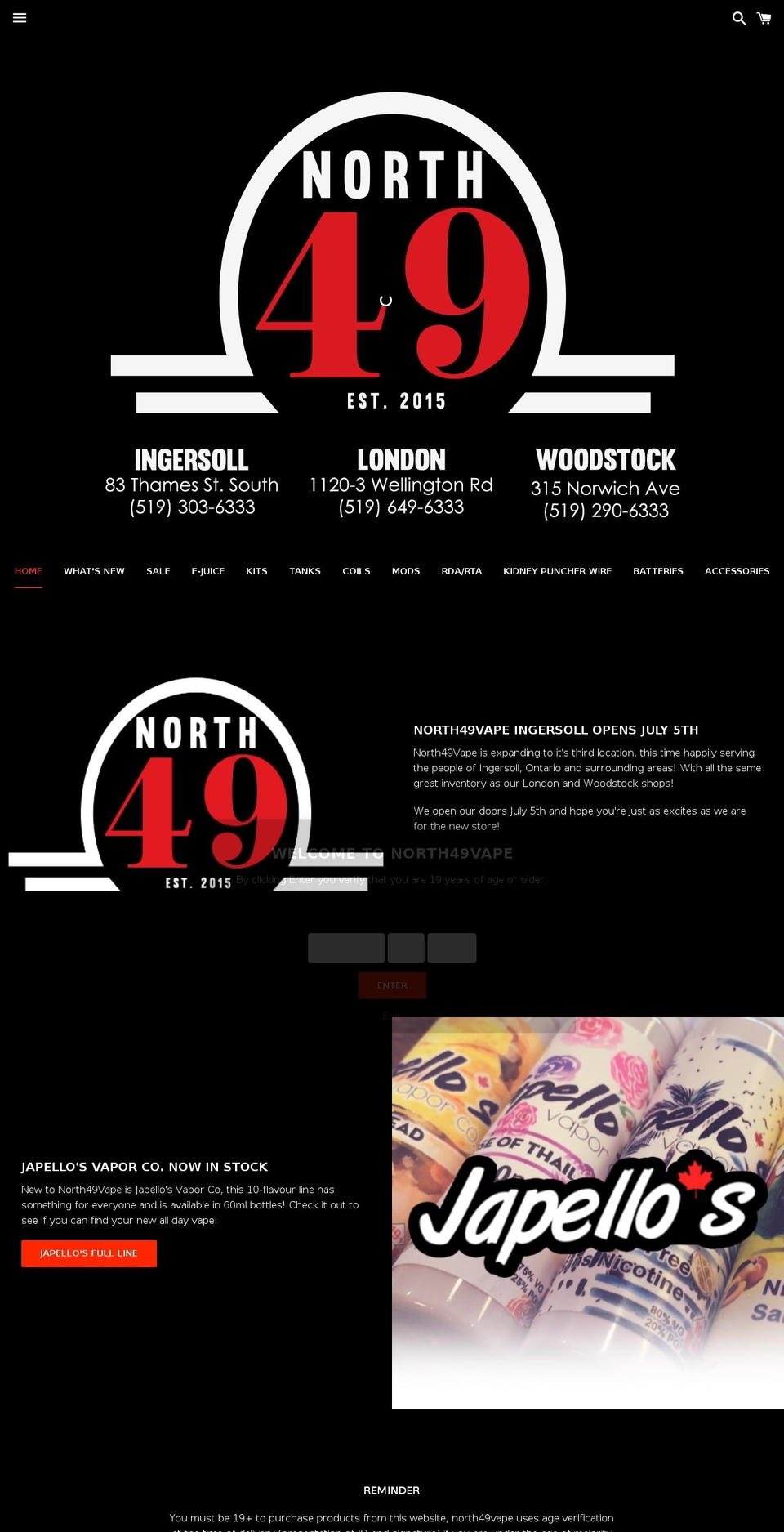 north49vapor.com — Shopify storefront screenshot
