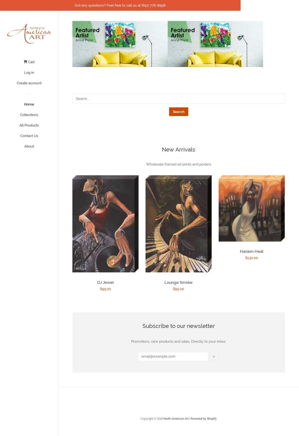 Pop --WH Shopify theme site example northamericanart.com