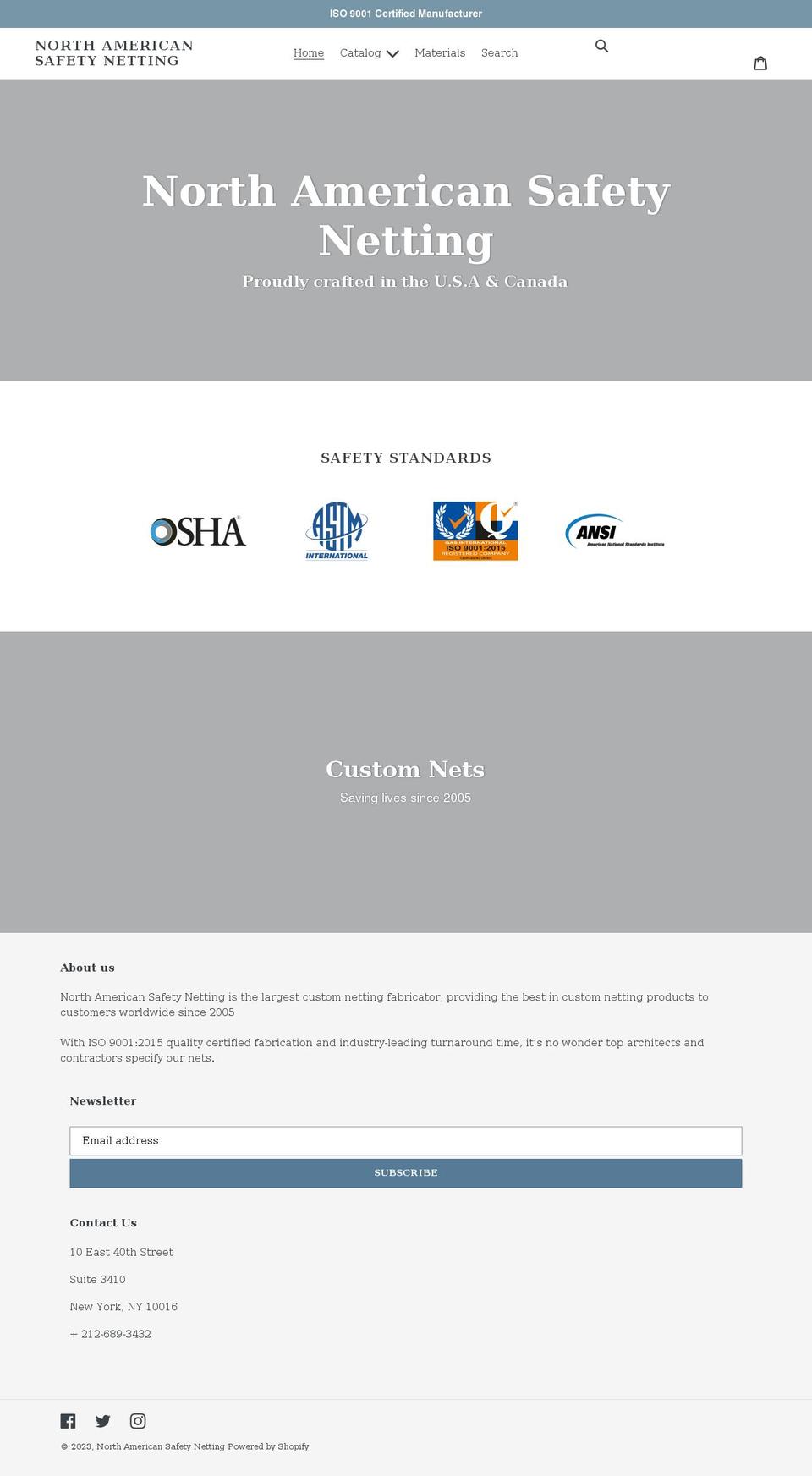 northamericansafetynetting.com shopify website screenshot