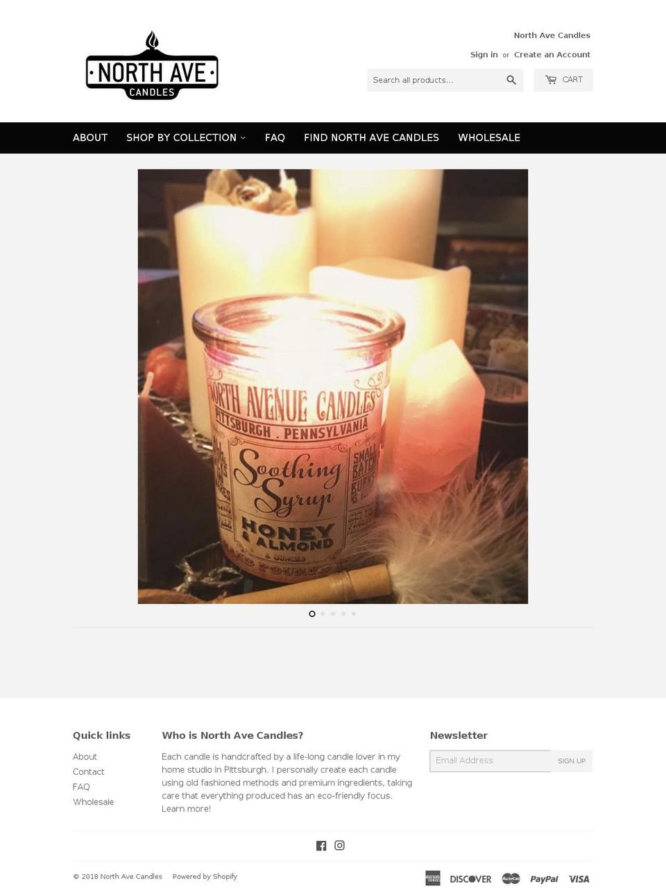 northavecandles.com — Shopify storefront screenshot
