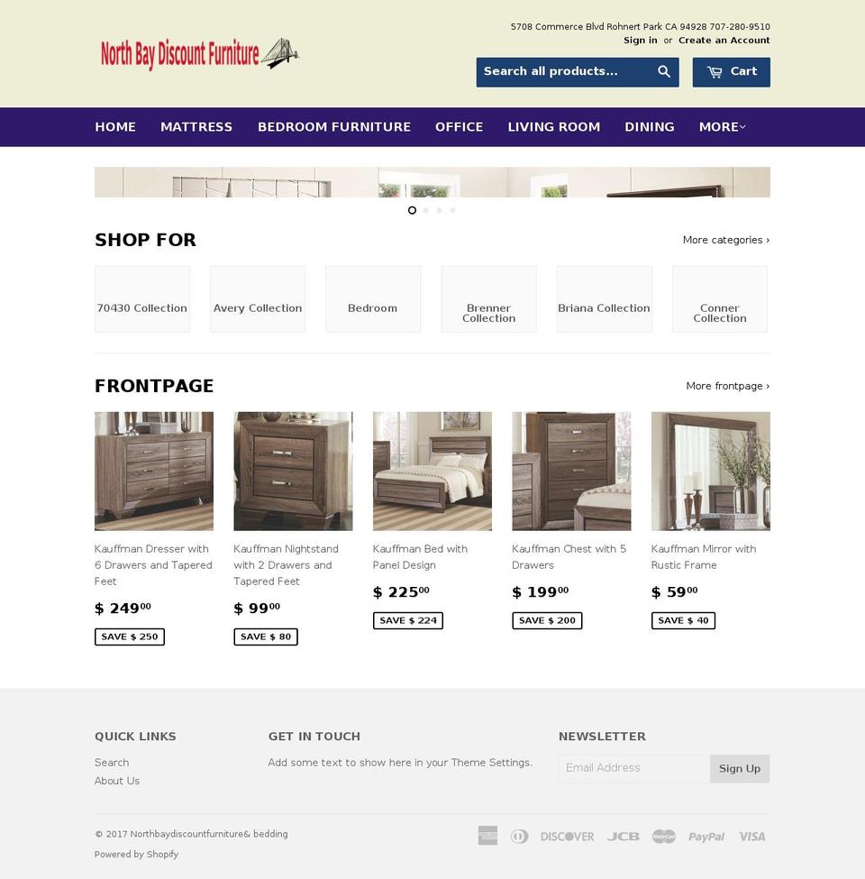 northbaydiscountfurniture.com shopify website screenshot