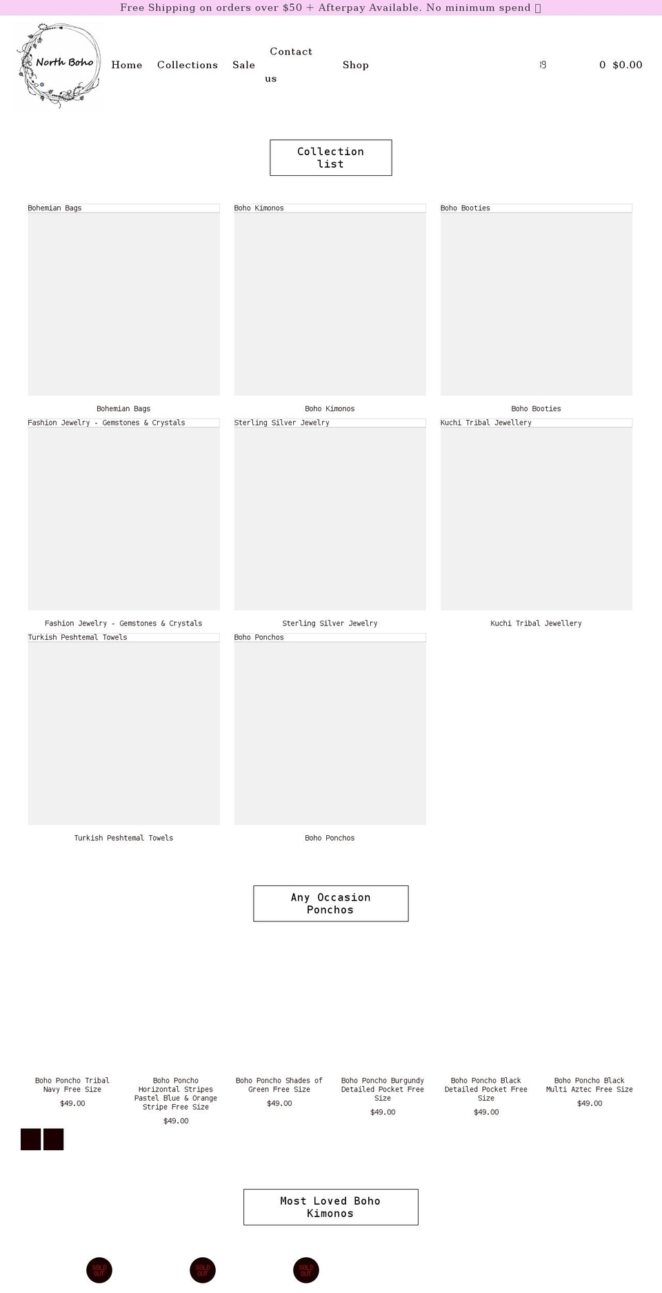 northboho.com.au shopify website screenshot