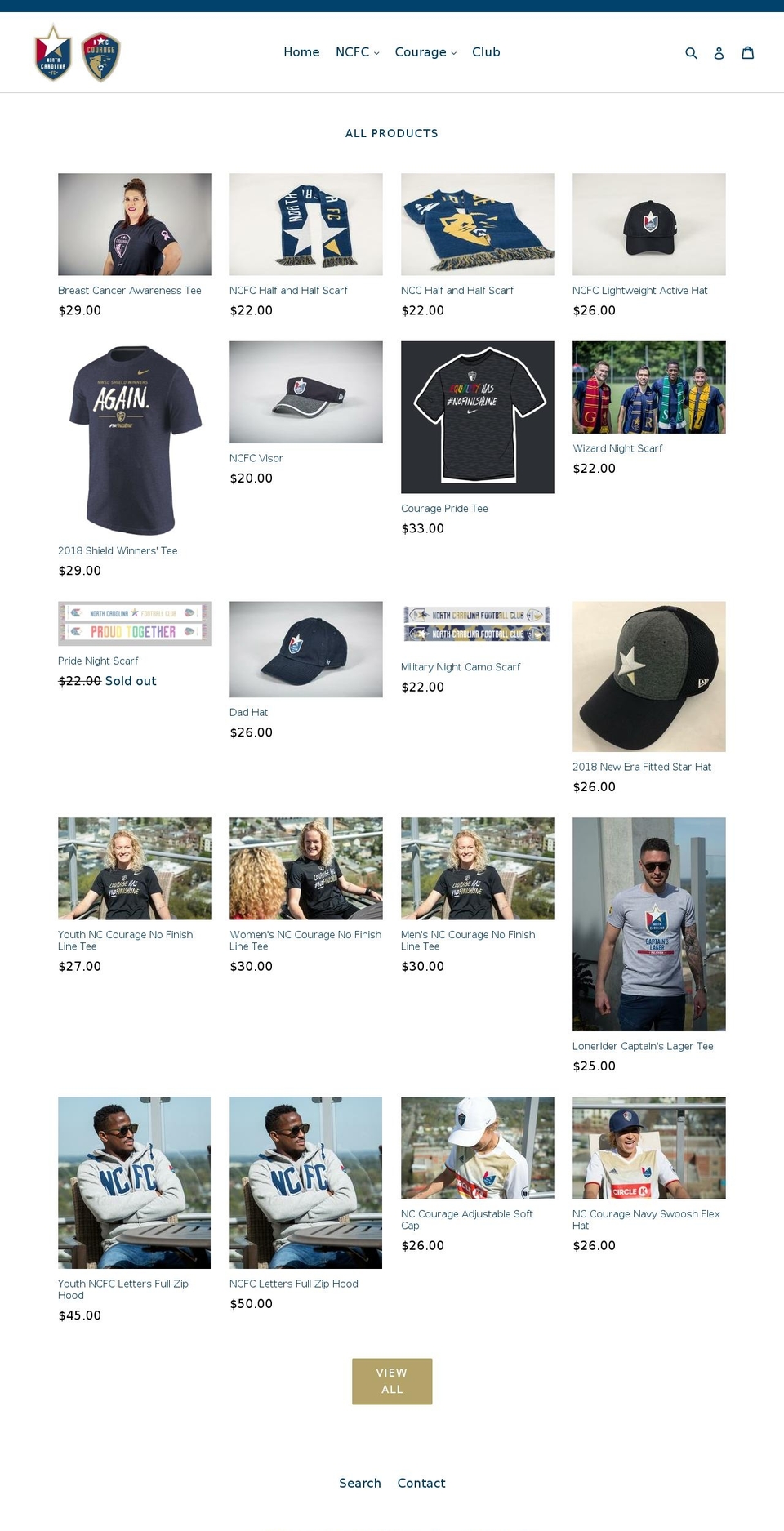 northcarolinafcstore.com — Shopify storefront screenshot