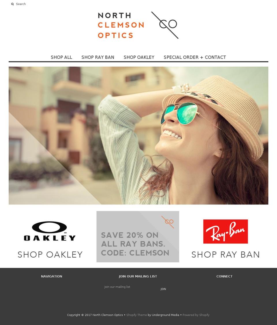 northclemsonoptics.com shopify website screenshot