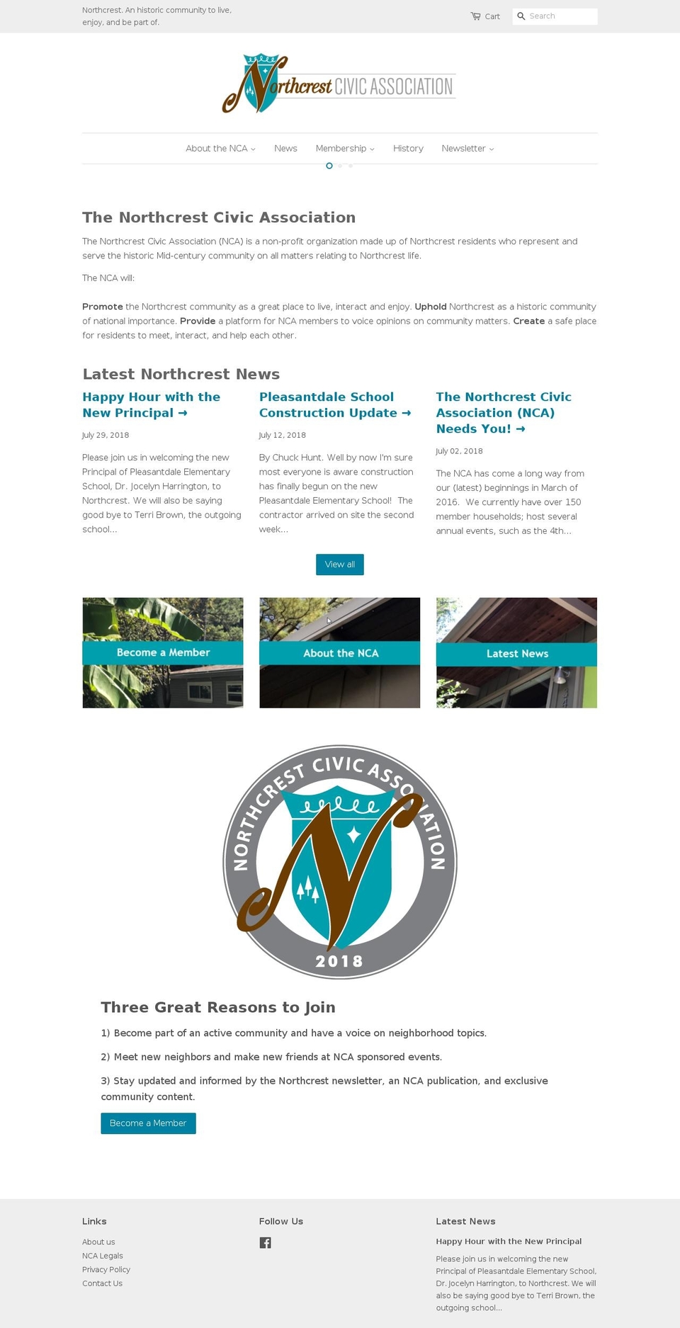 northcrestcivicassociation.com — Shopify storefront screenshot