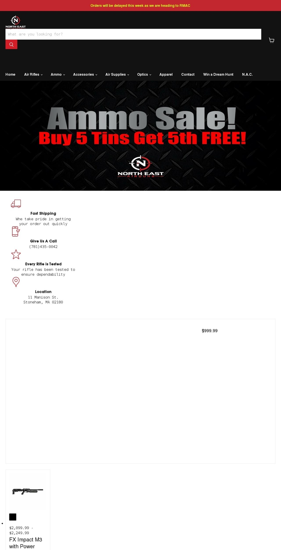 northeastairguns.com shopify website screenshot