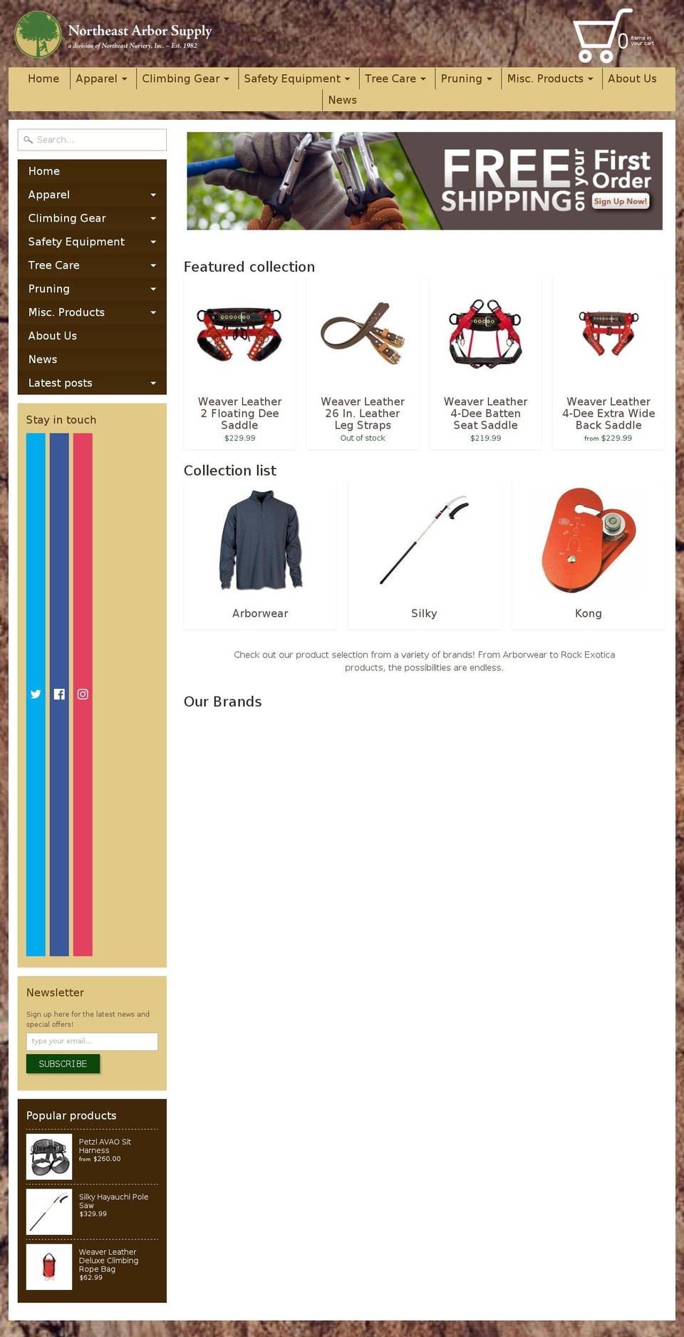 northeastarborsupply.com shopify website screenshot