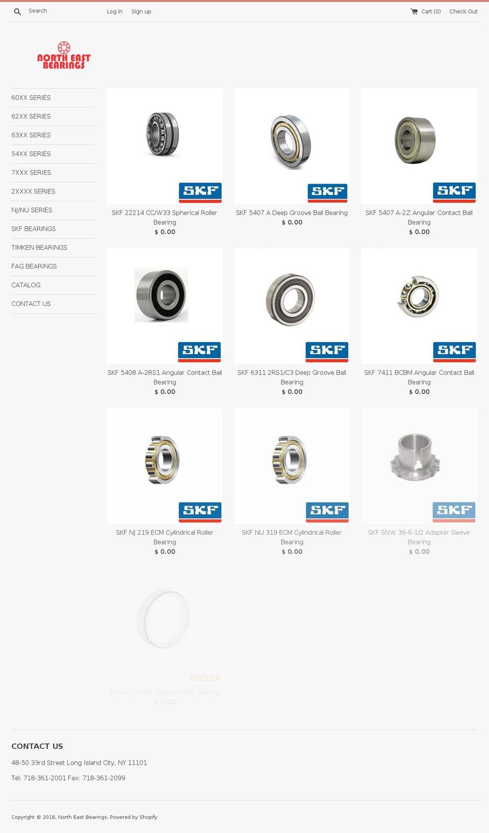 northeastbearings.com shopify website screenshot