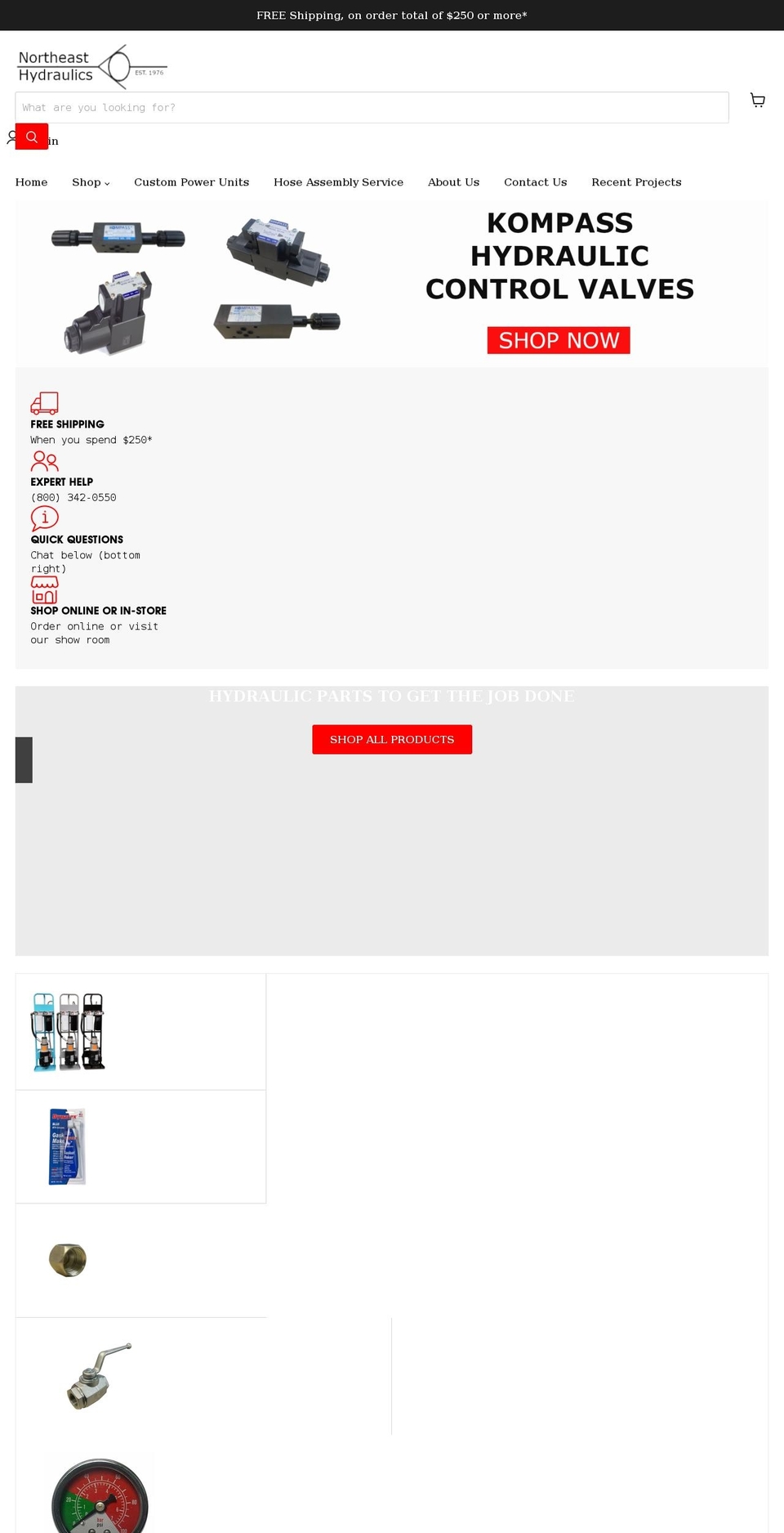 northeasthydraulicsinc.com shopify website screenshot