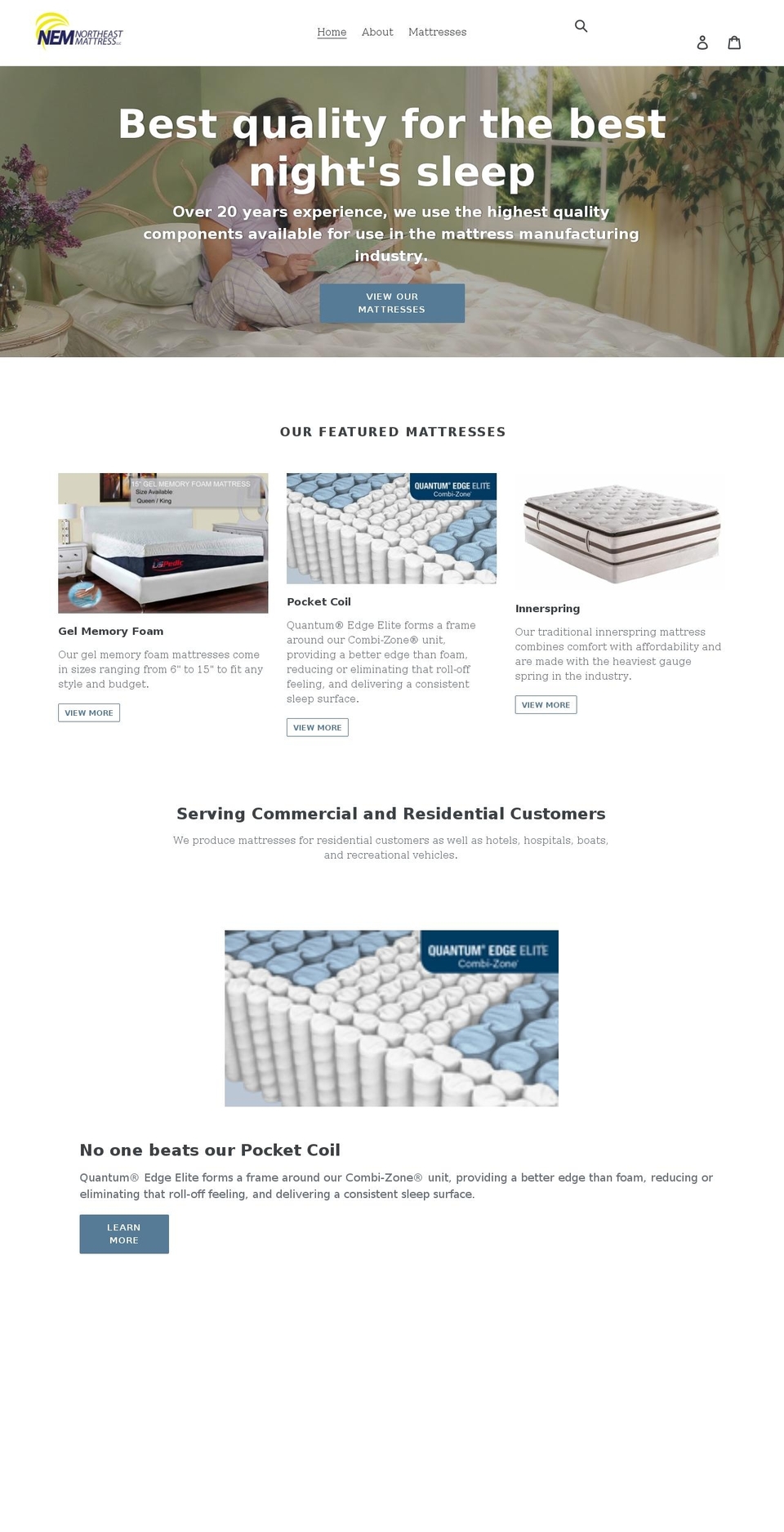 northeastmattress.com shopify website screenshot