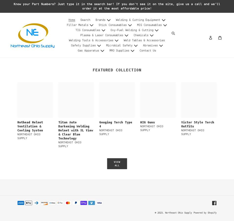 northeastohiosupply.com shopify website screenshot