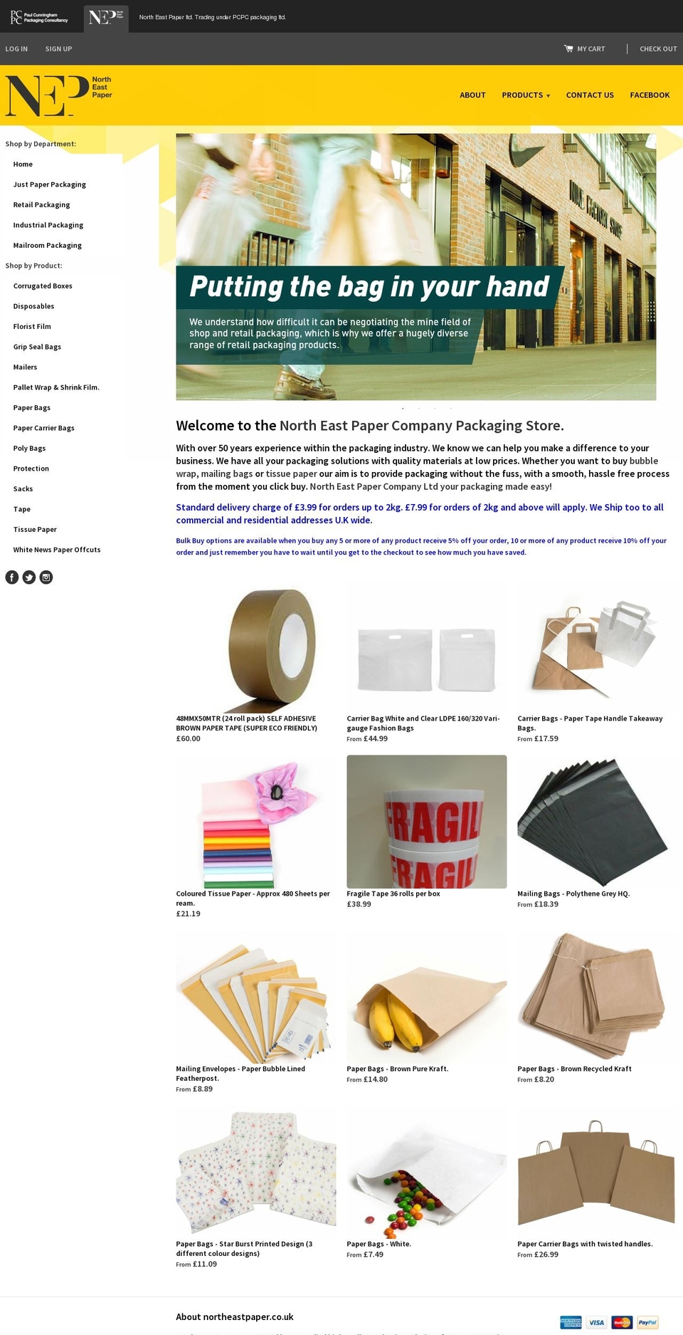 northeastpaper.co.uk shopify website screenshot