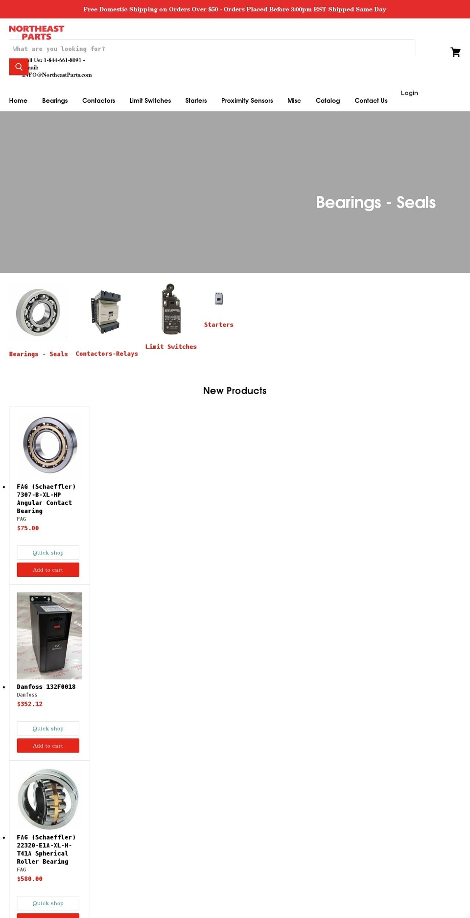 northeastparts.com shopify website screenshot