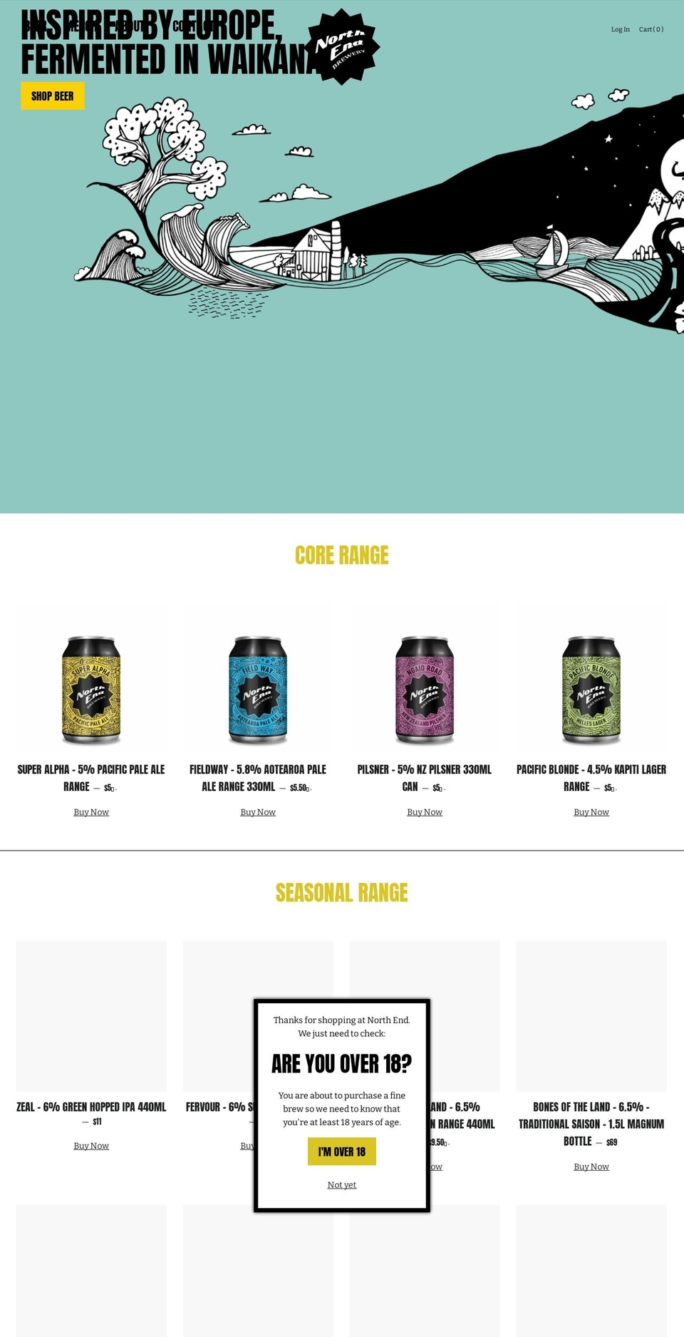 northendbrewing.co.nz shopify website screenshot