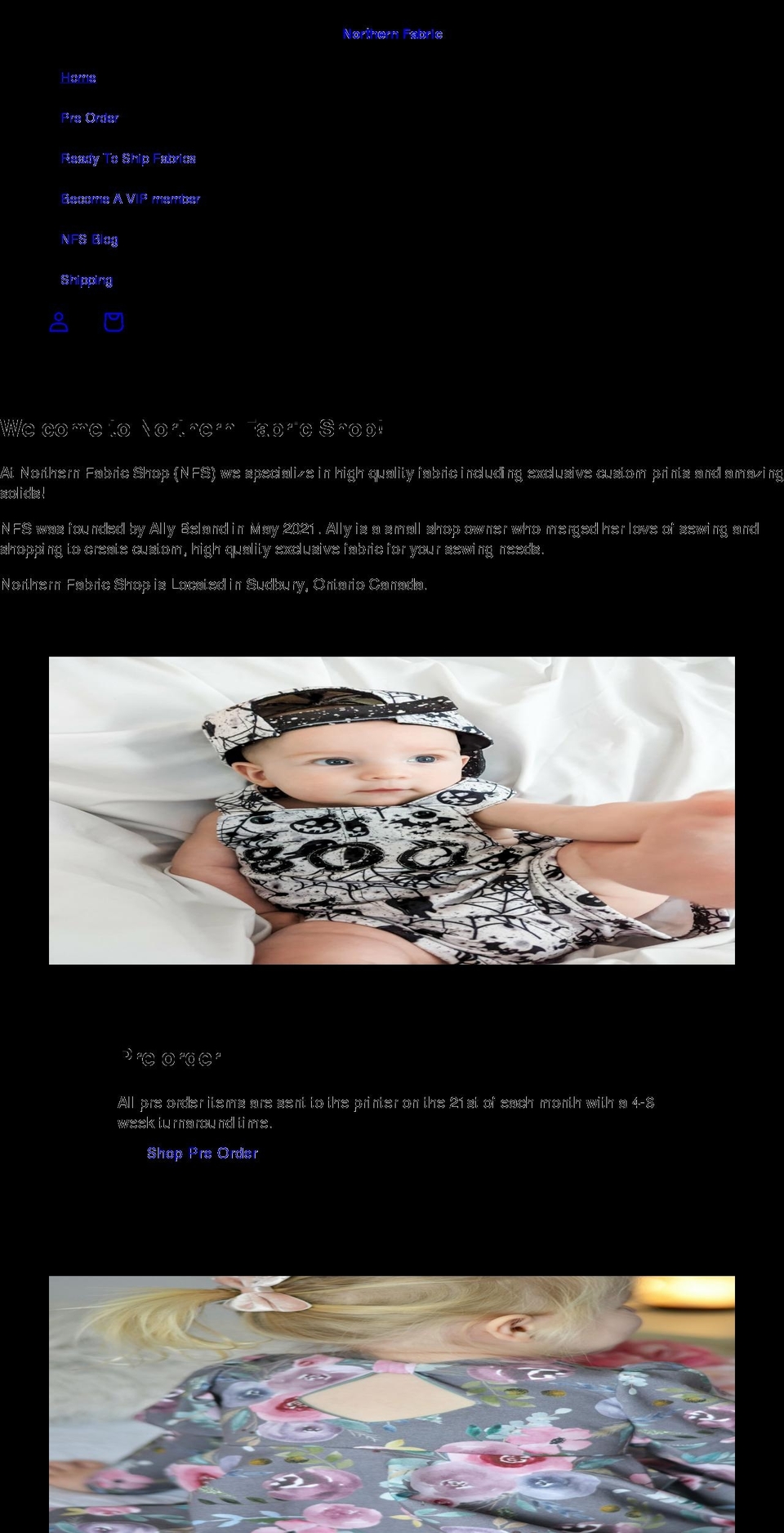 northernfabricshop.com shopify website screenshot