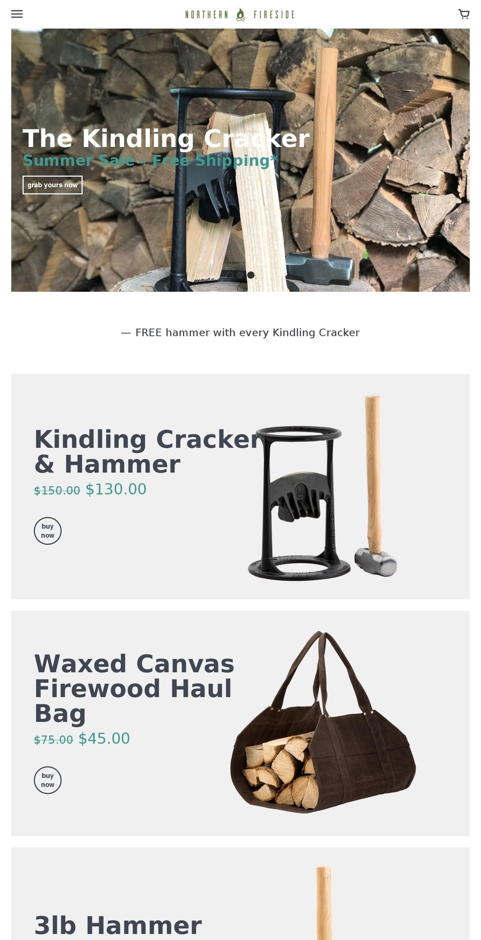North Shopify theme site example northernfireside.com