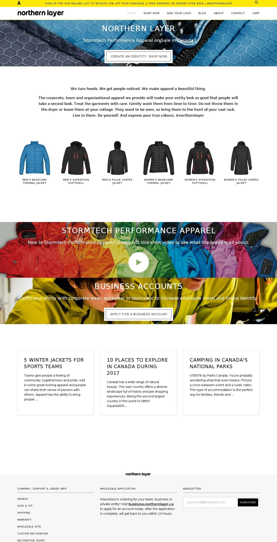 northernlayer.com — Shopify storefront screenshot