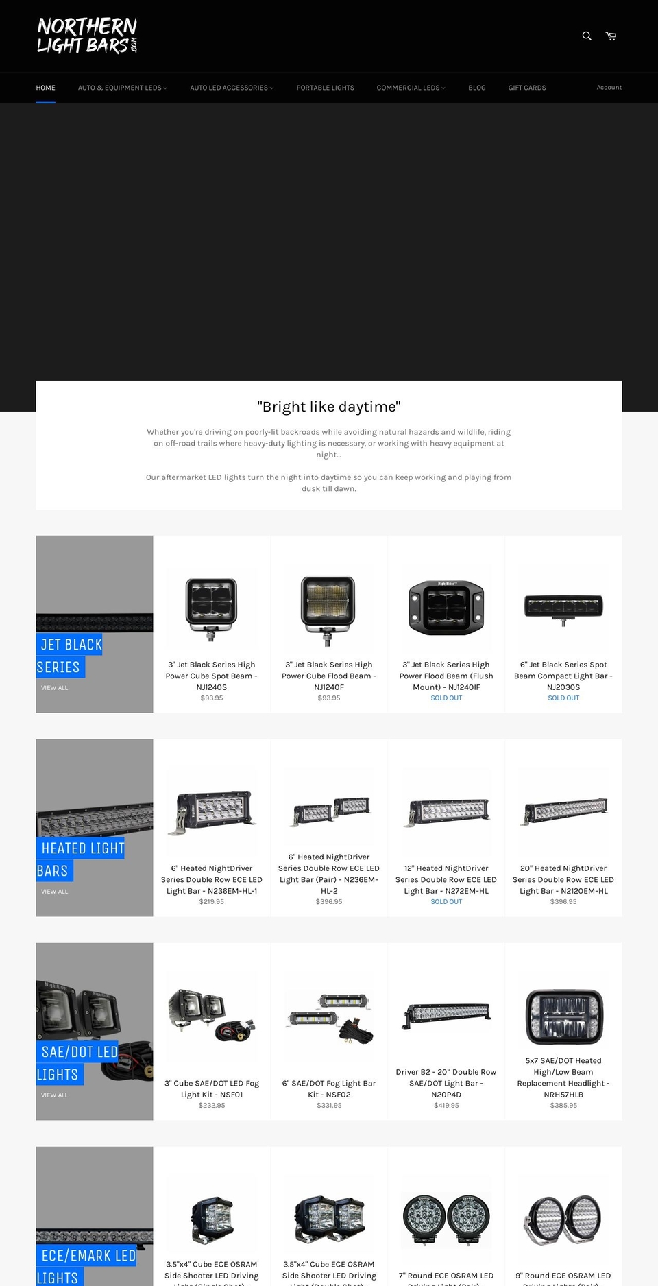 northernlightbars.com — Shopify storefront screenshot