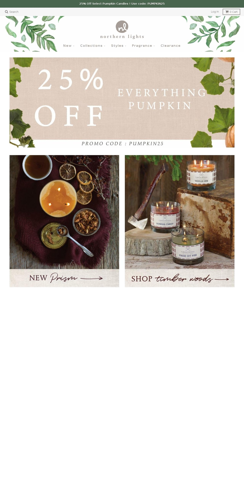 northernlightscandles.biz shopify website screenshot