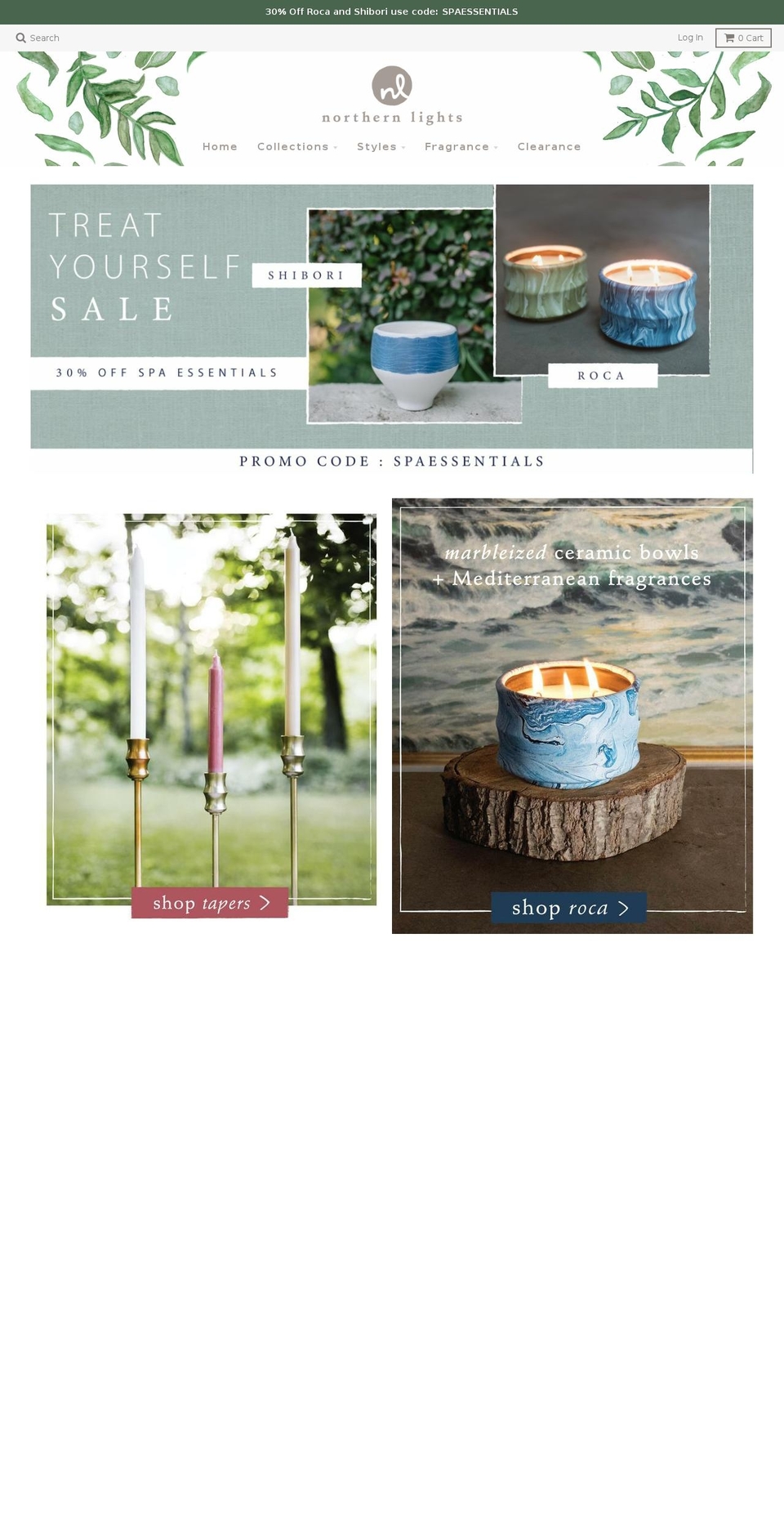 northernlightscandles.com shopify website screenshot