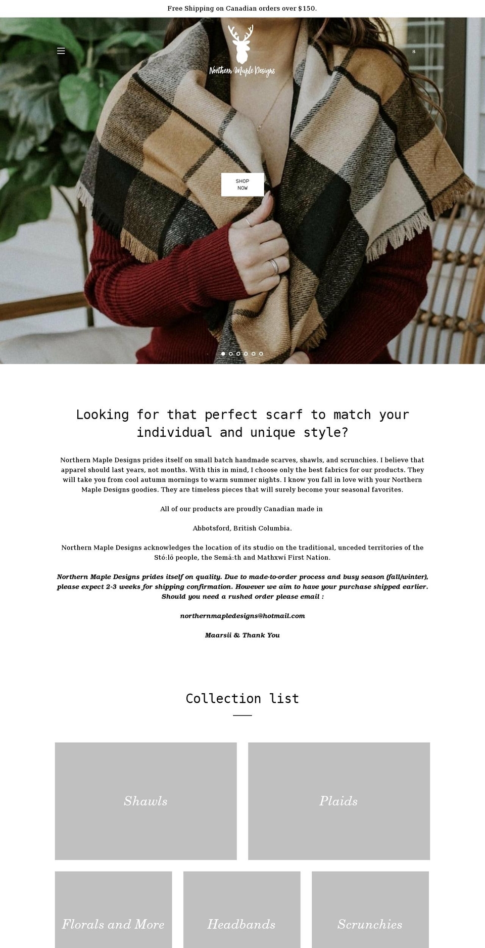 northernmapledesigns.com — Shopify storefront screenshot
