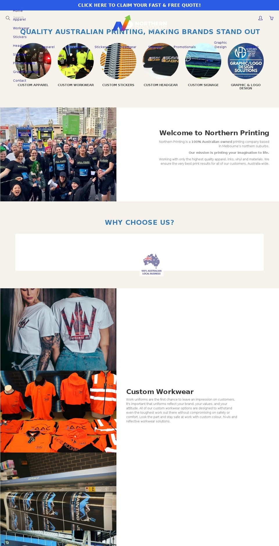 northernprintinggroup.com.au shopify website screenshot