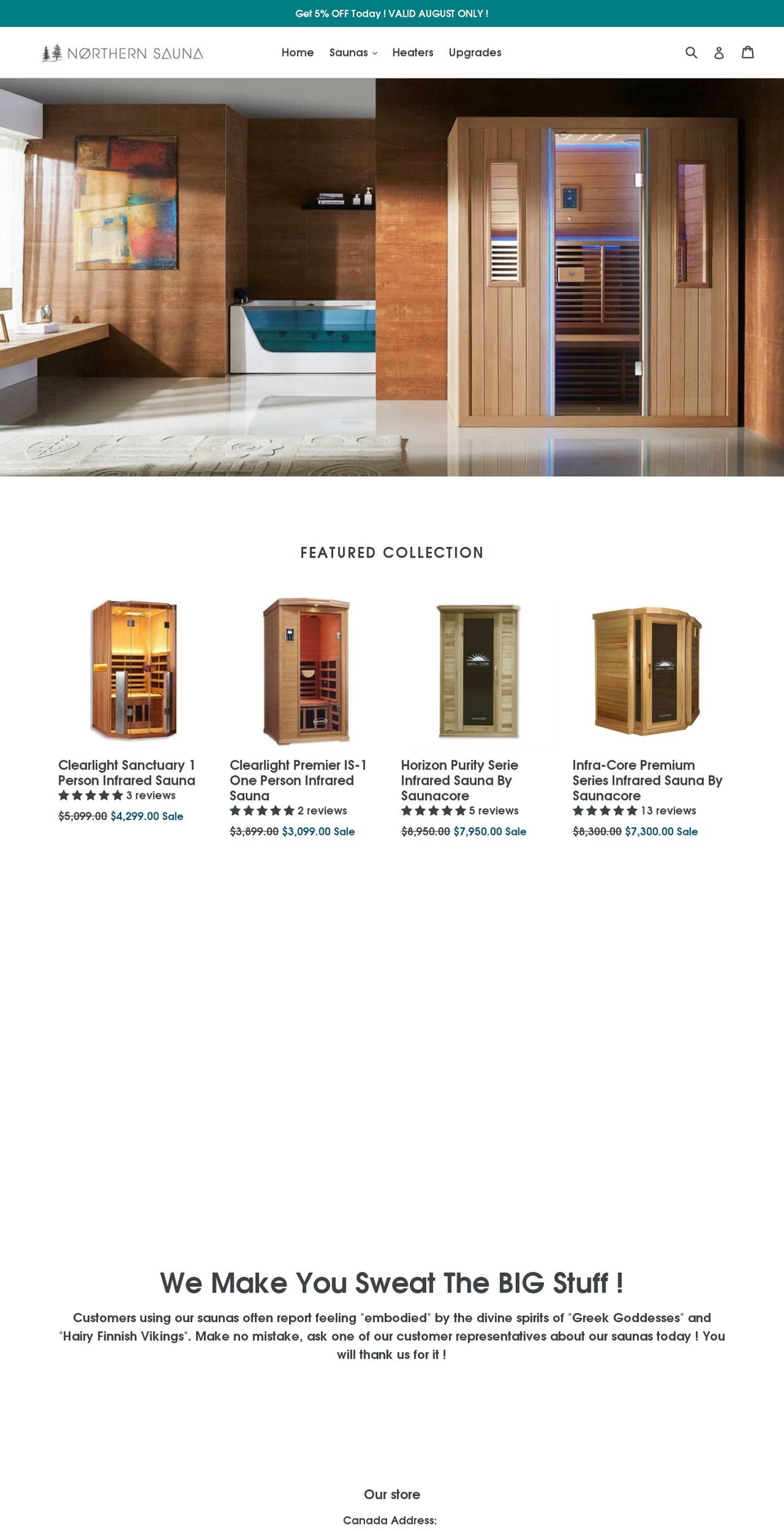 northernsaunas.com — Shopify storefront screenshot