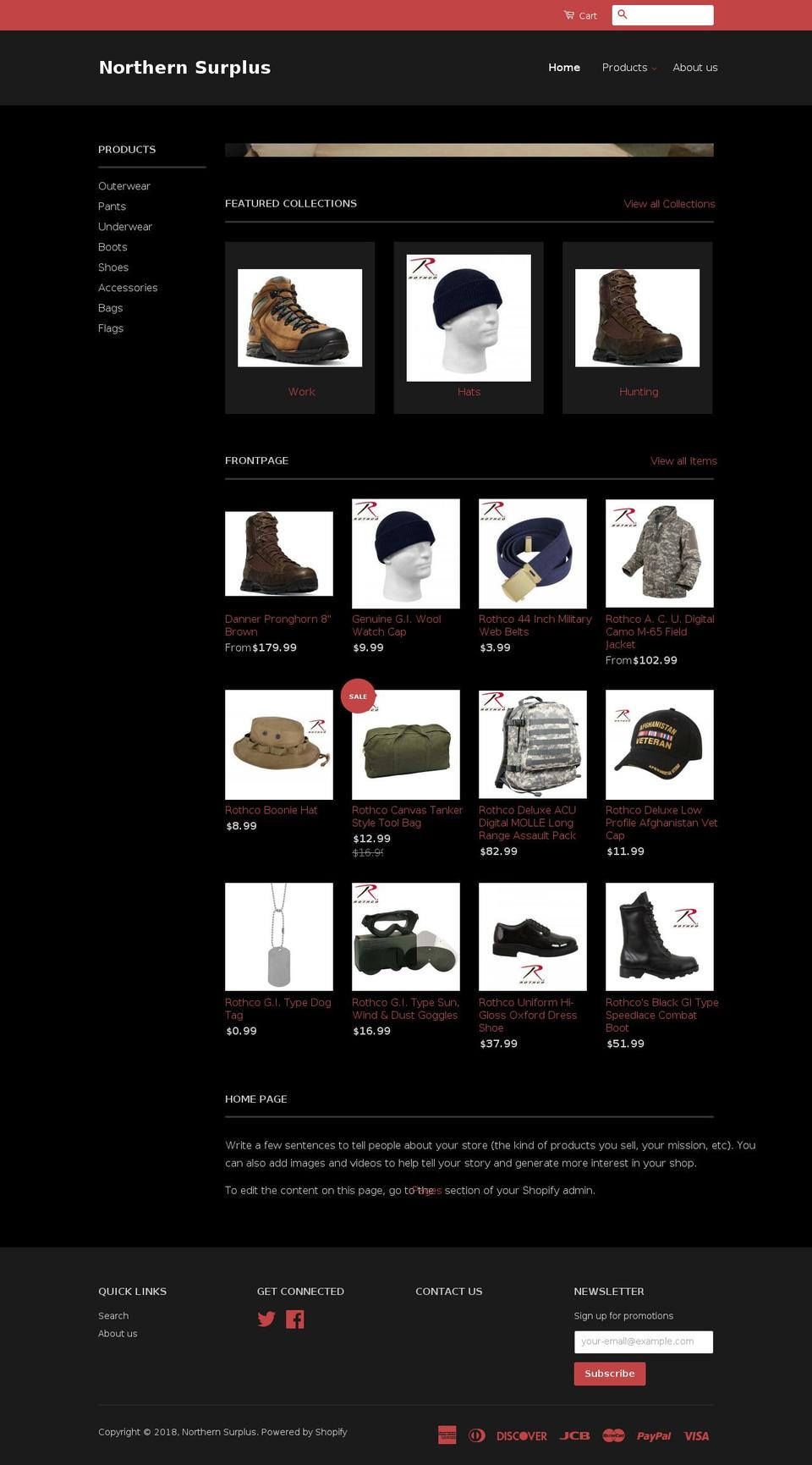northernsurplus.net shopify website screenshot