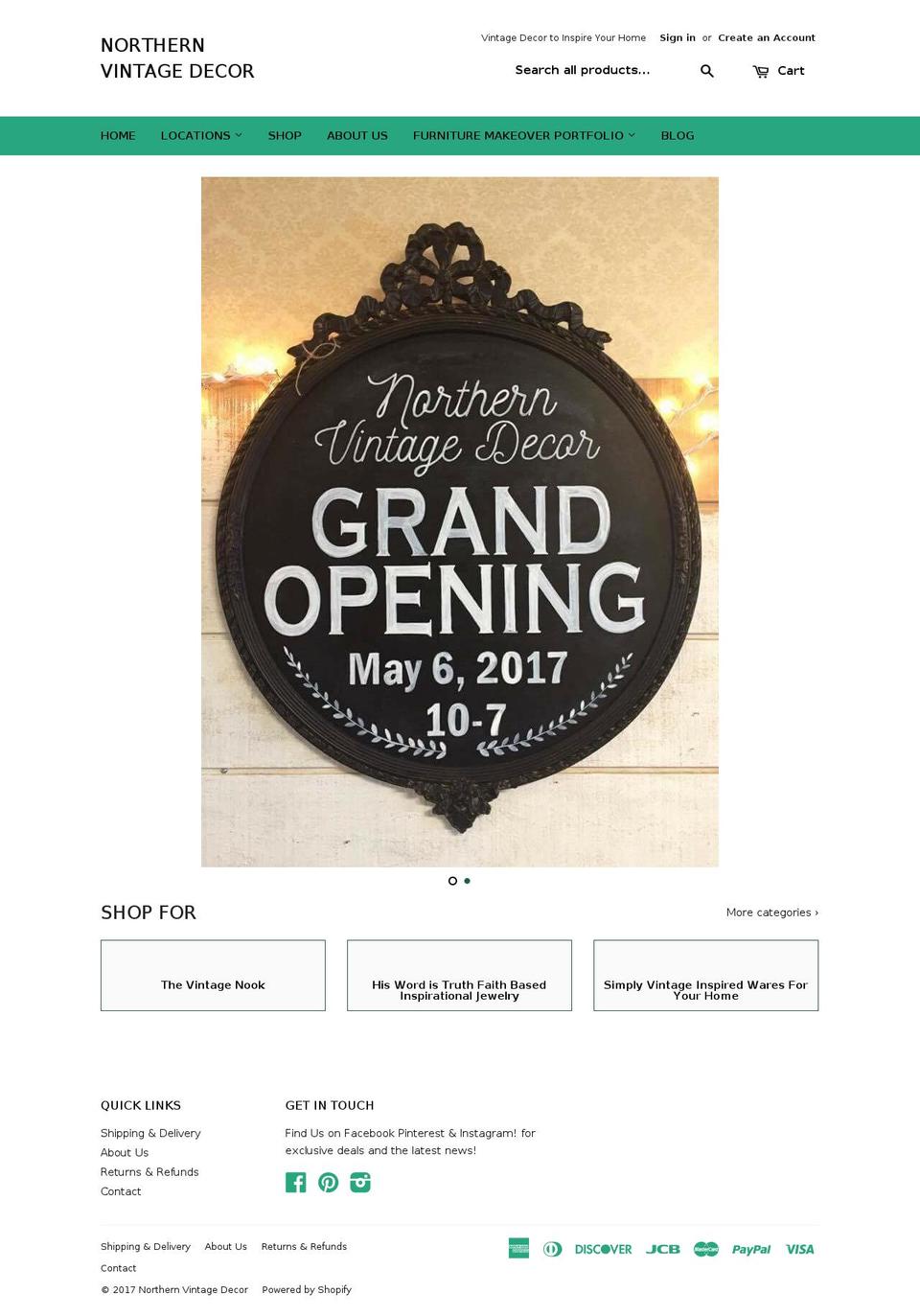 northernvintagedecor.com shopify website screenshot