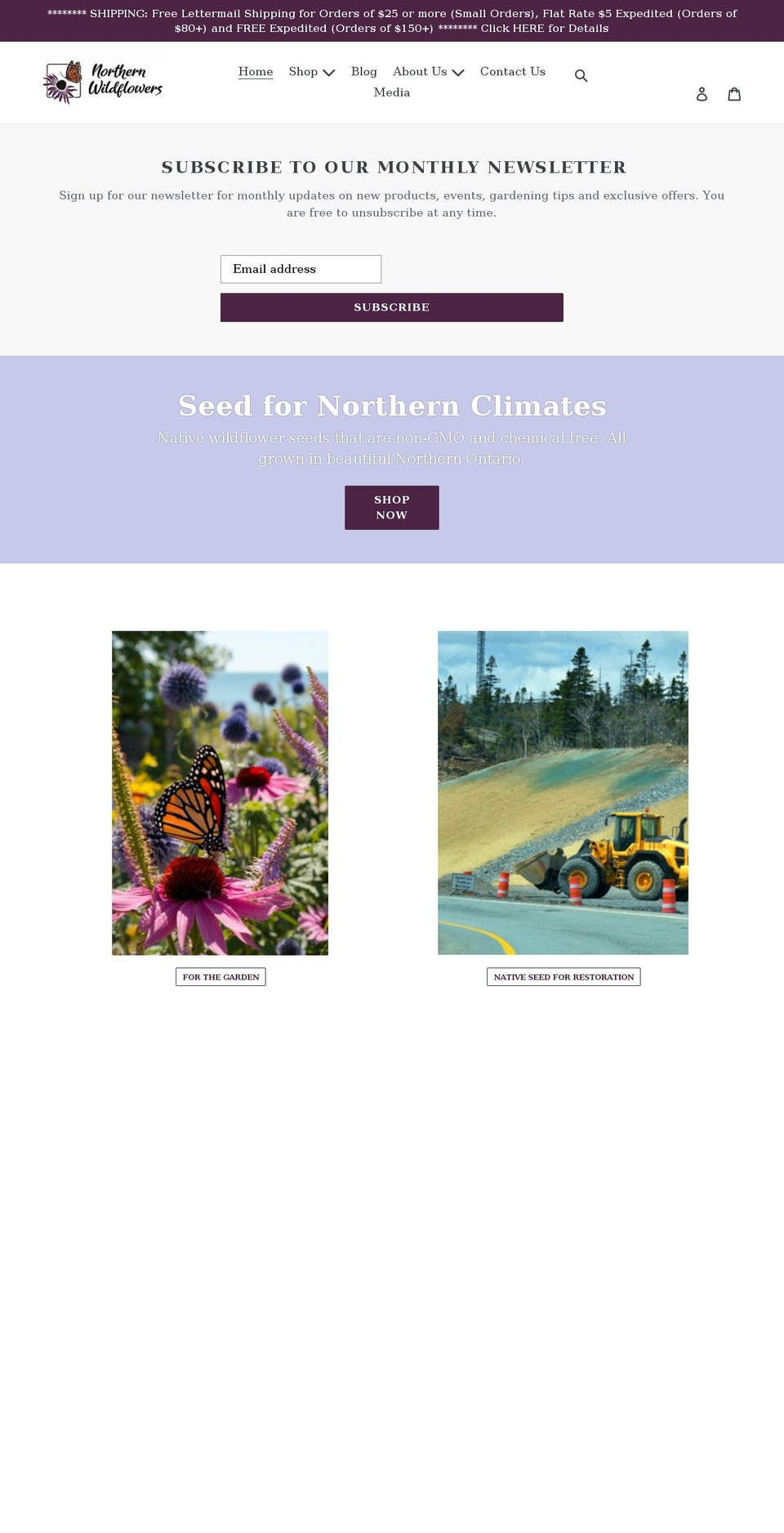northernwildflowers.ca shopify website screenshot