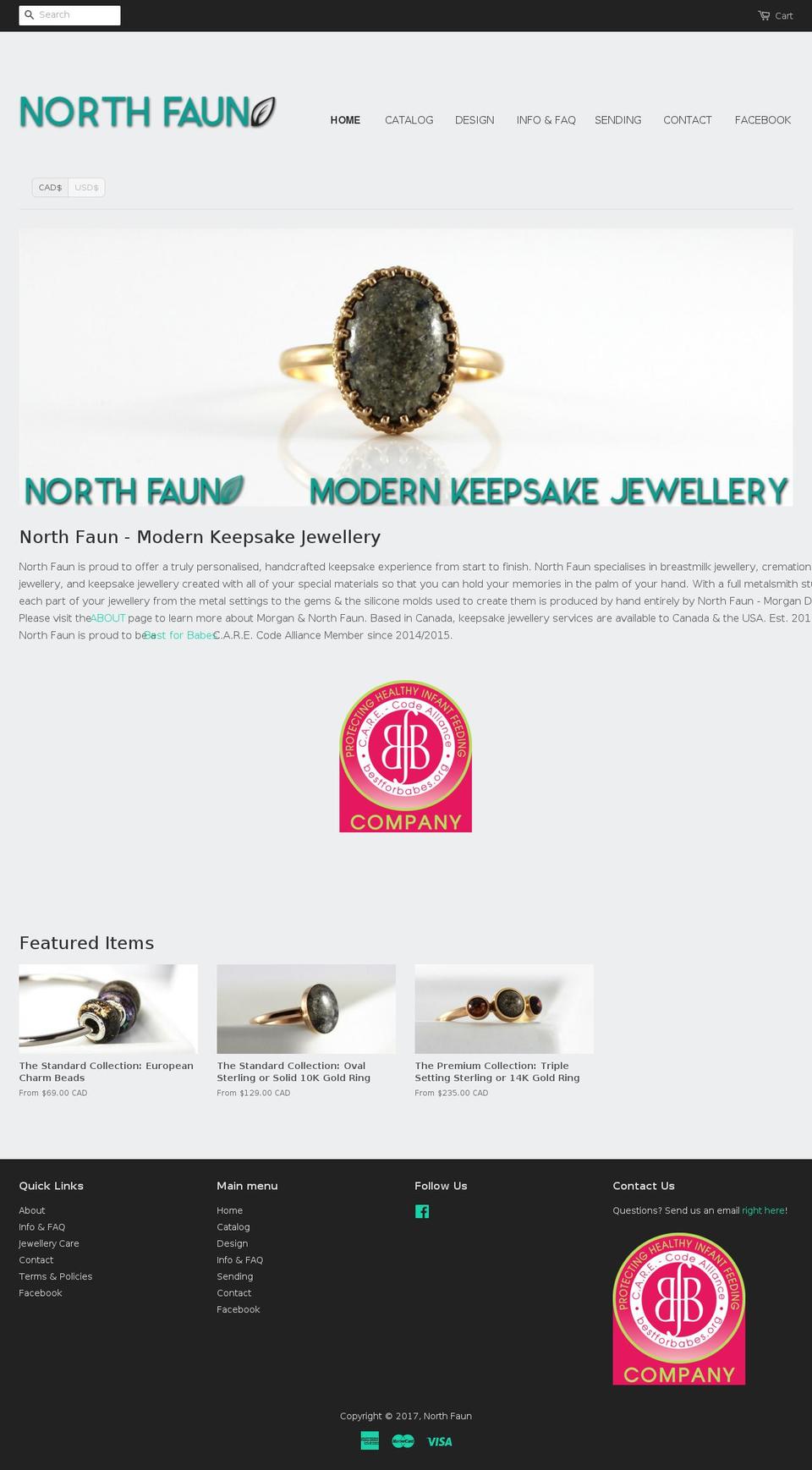 northfaun.ca shopify website screenshot