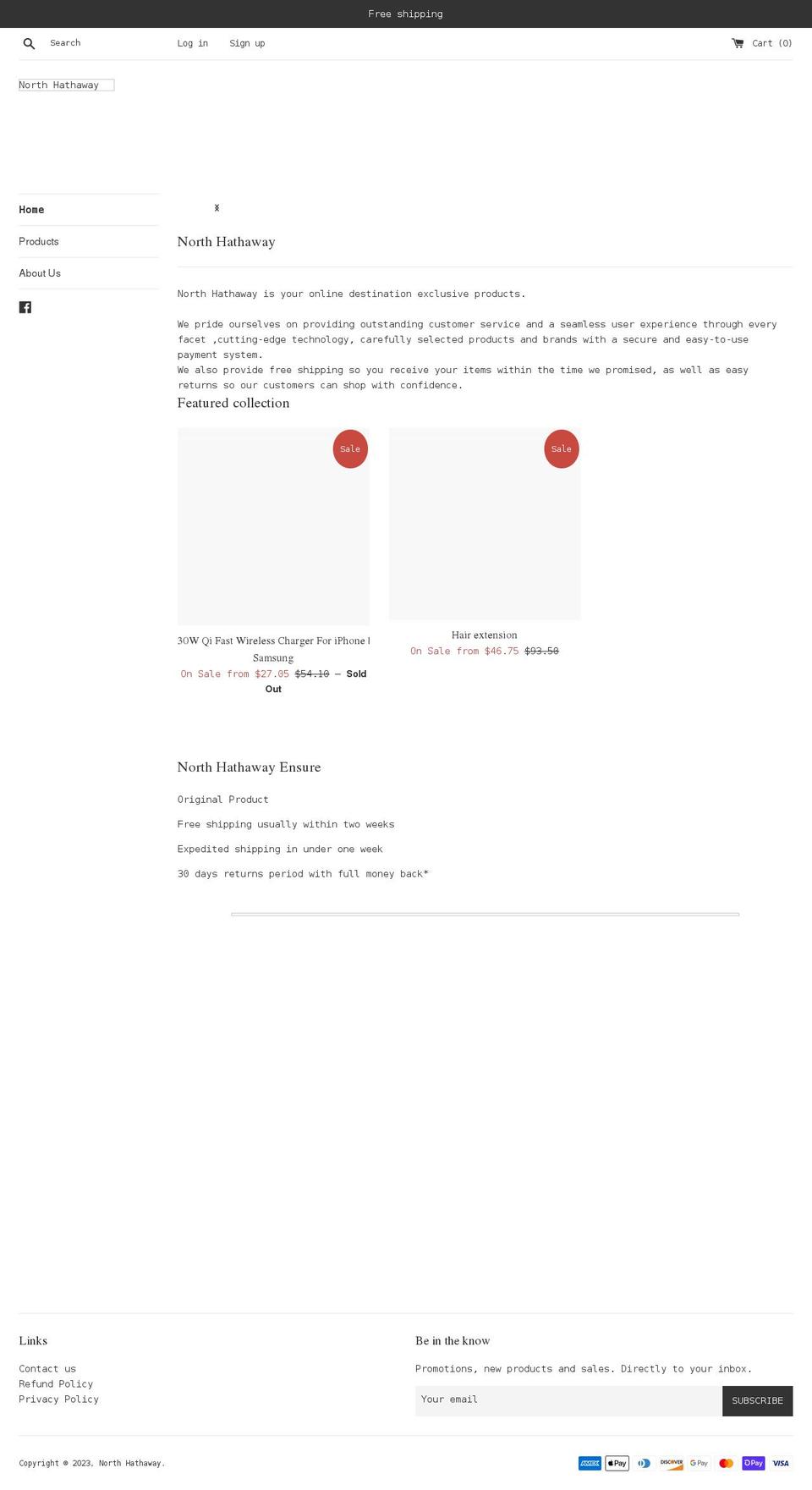 northhathaway.org shopify website screenshot