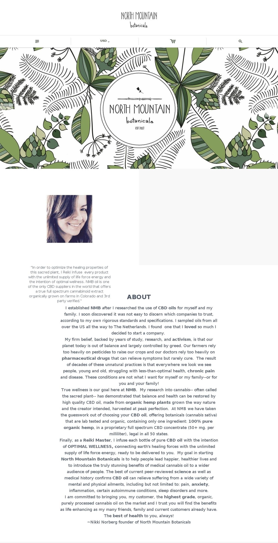 northmountainbotanicals.com — Shopify storefront screenshot