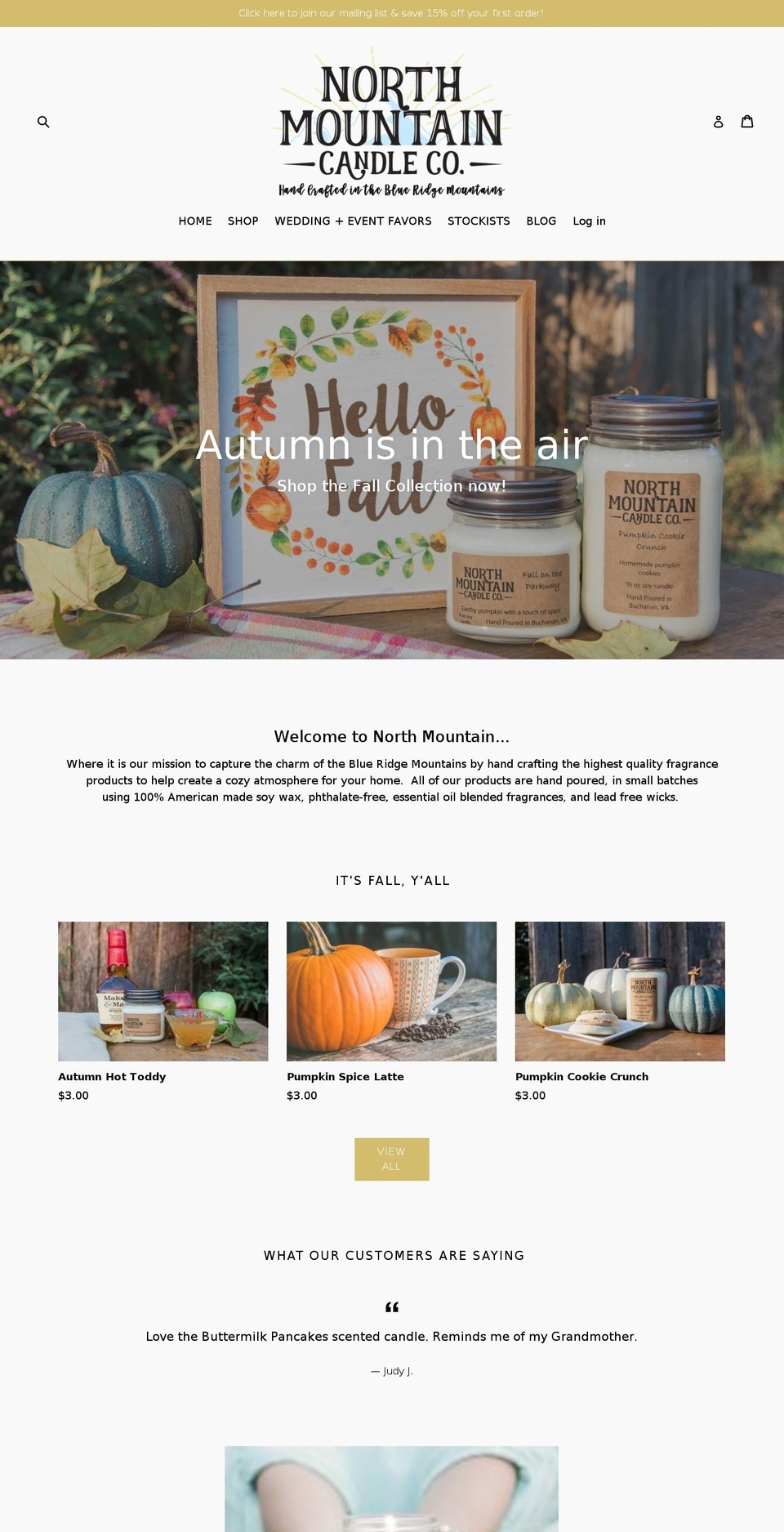 northmountaincandles.com — Shopify storefront screenshot