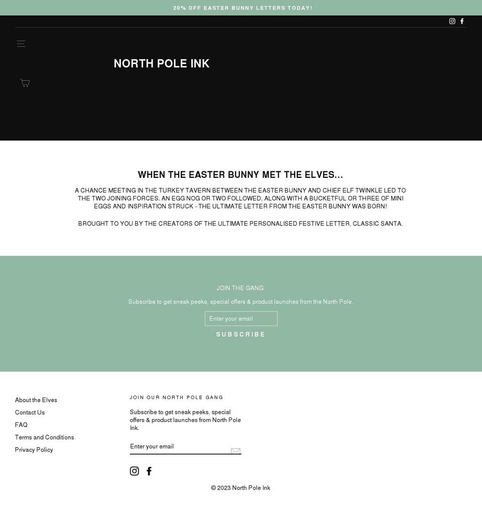 northpoleink.com shopify website screenshot