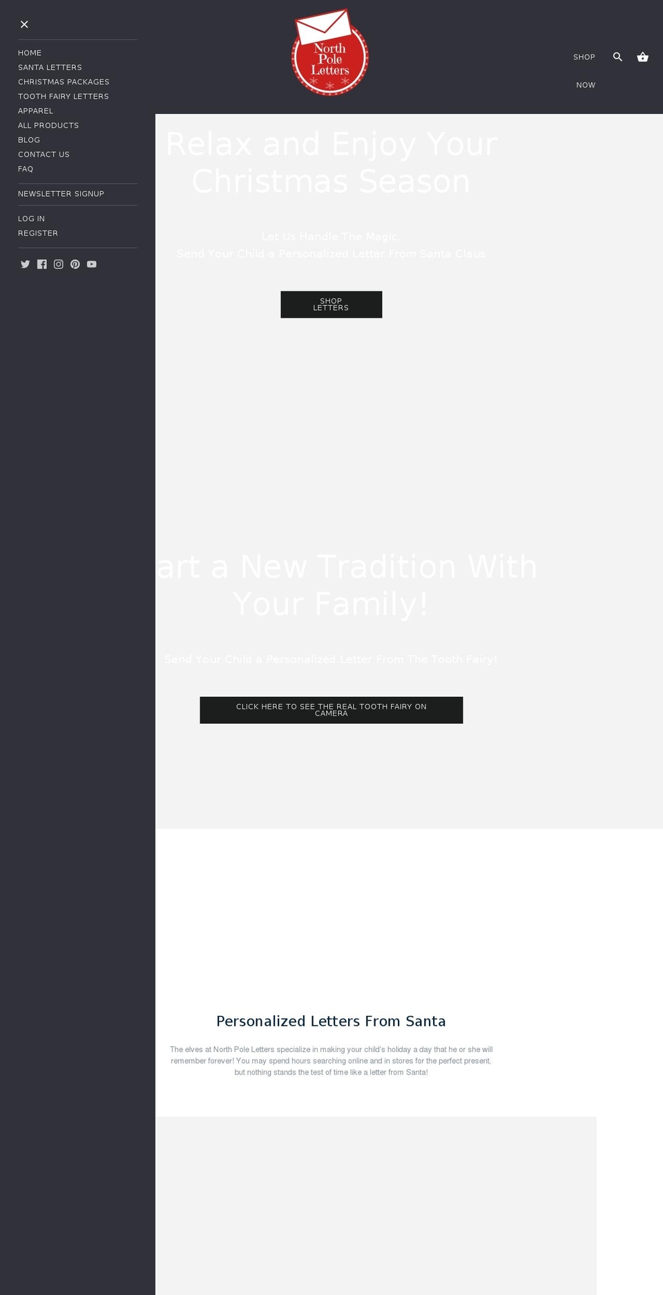 northpoleletters.com — Shopify storefront screenshot