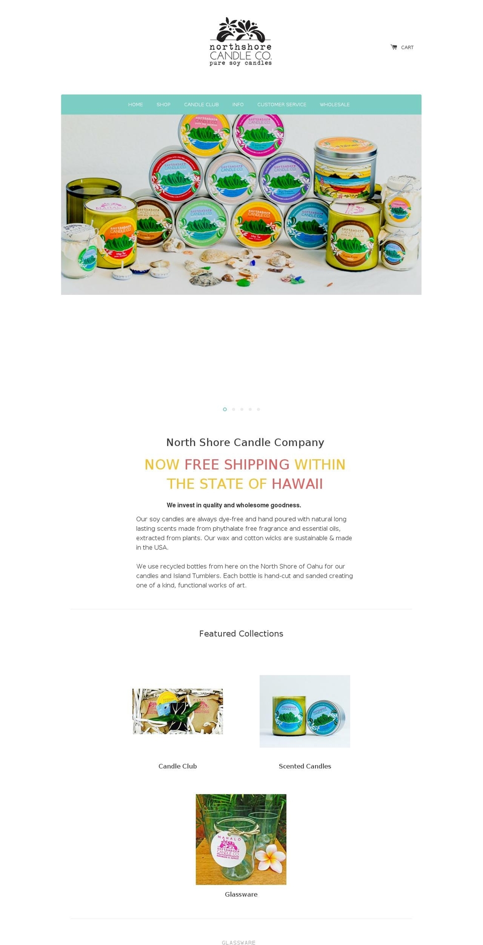 northshorecandlecompany.com shopify website screenshot
