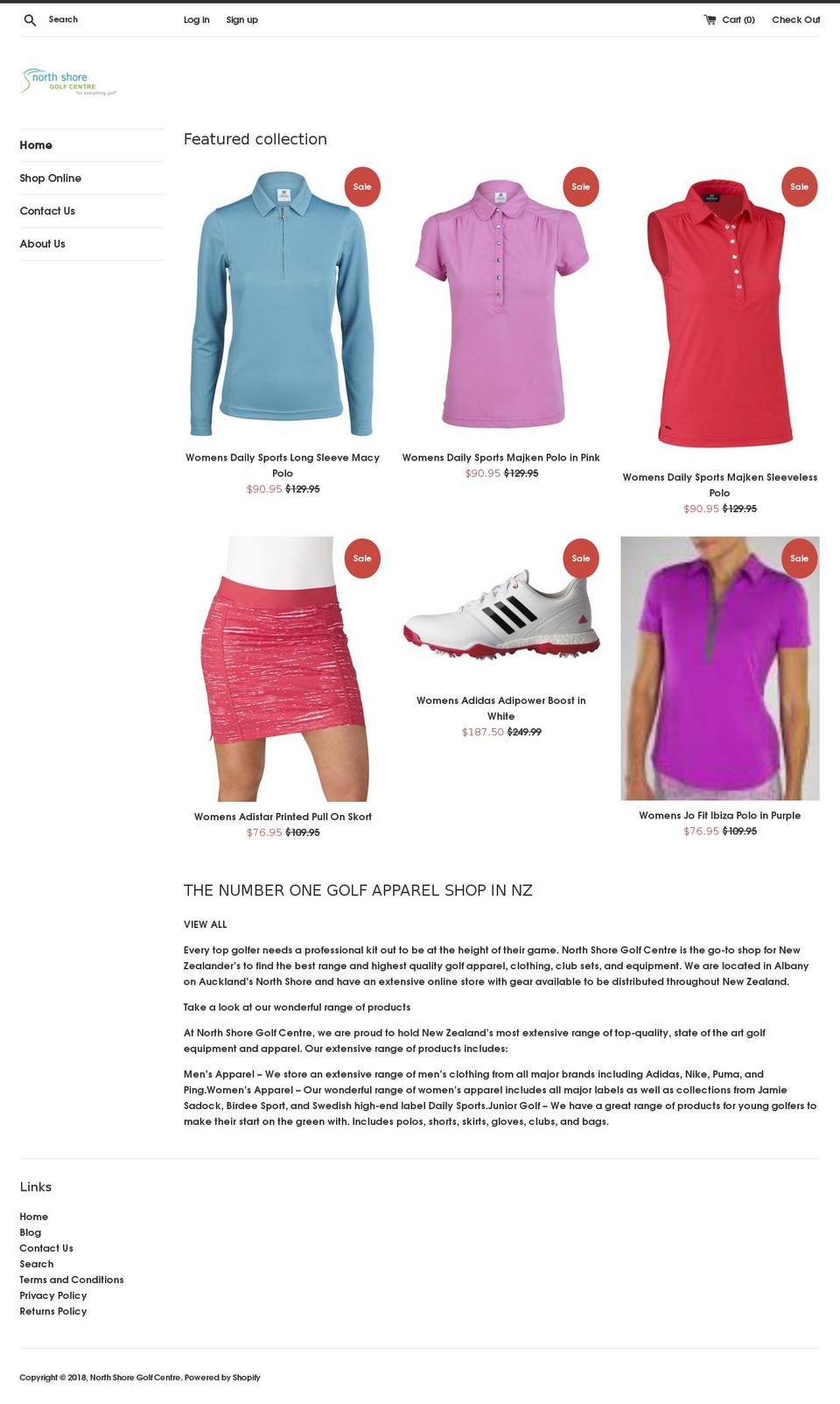northshoregolfcenter.com shopify website screenshot