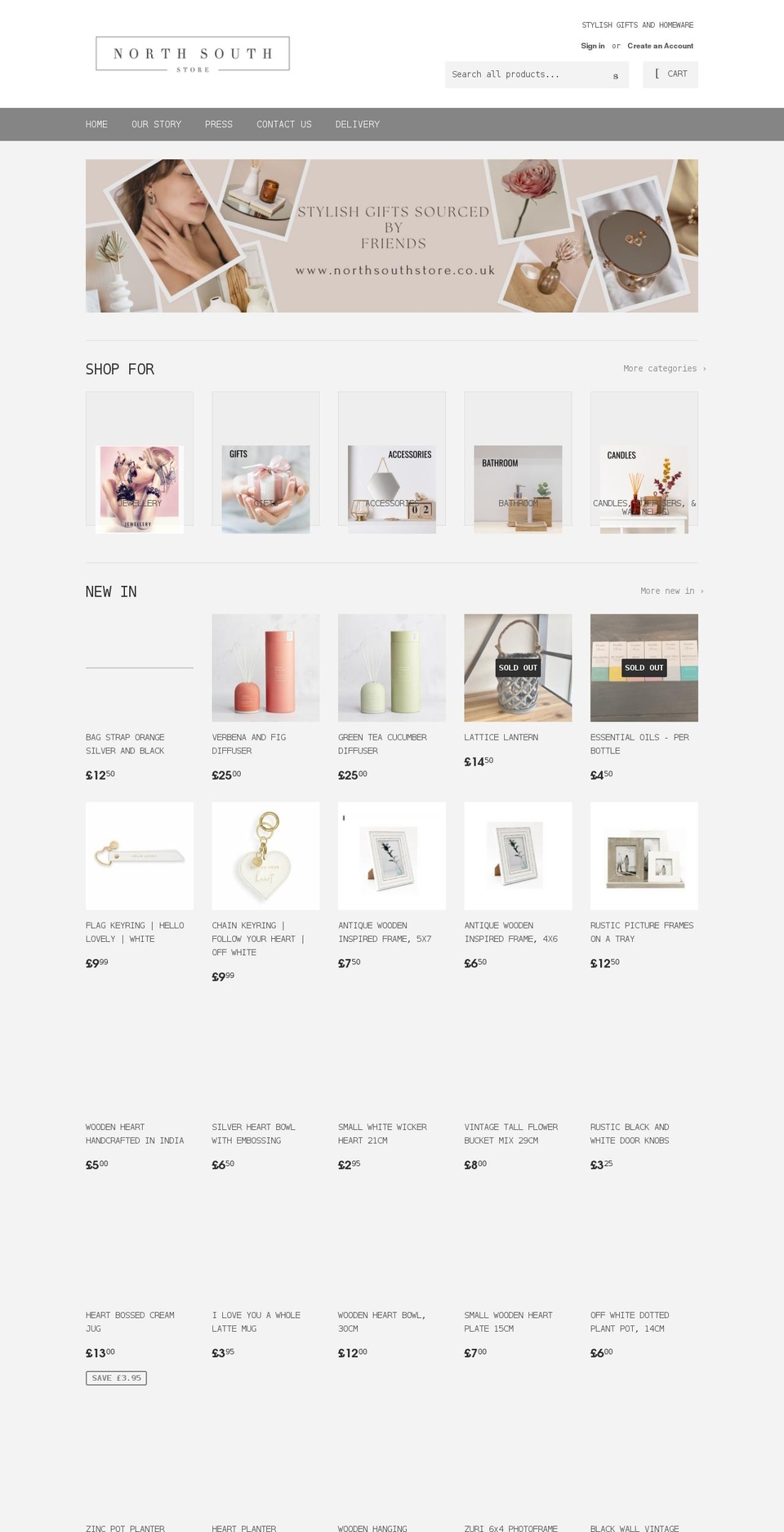 northsouthstore.co.uk shopify website screenshot
