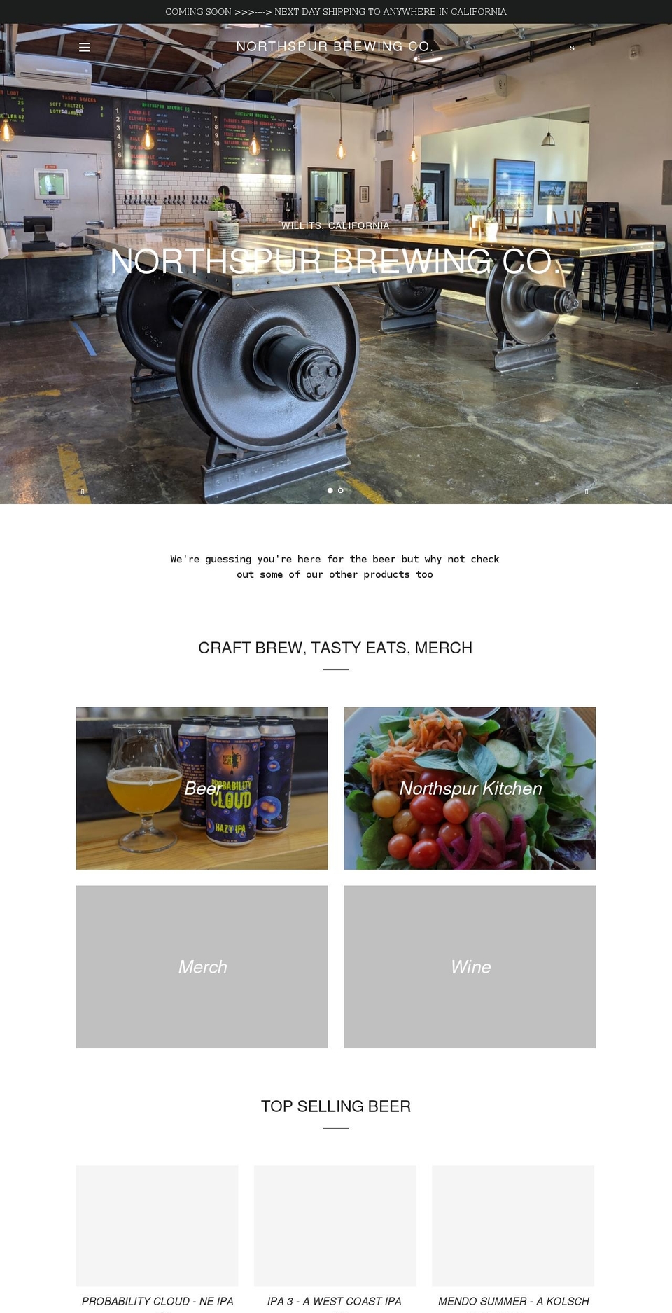 northspurbrewing.com shopify website screenshot