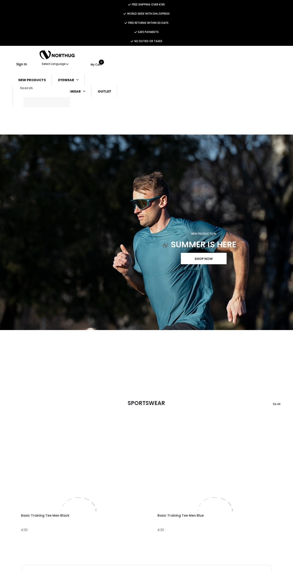 northug.eu shopify website screenshot