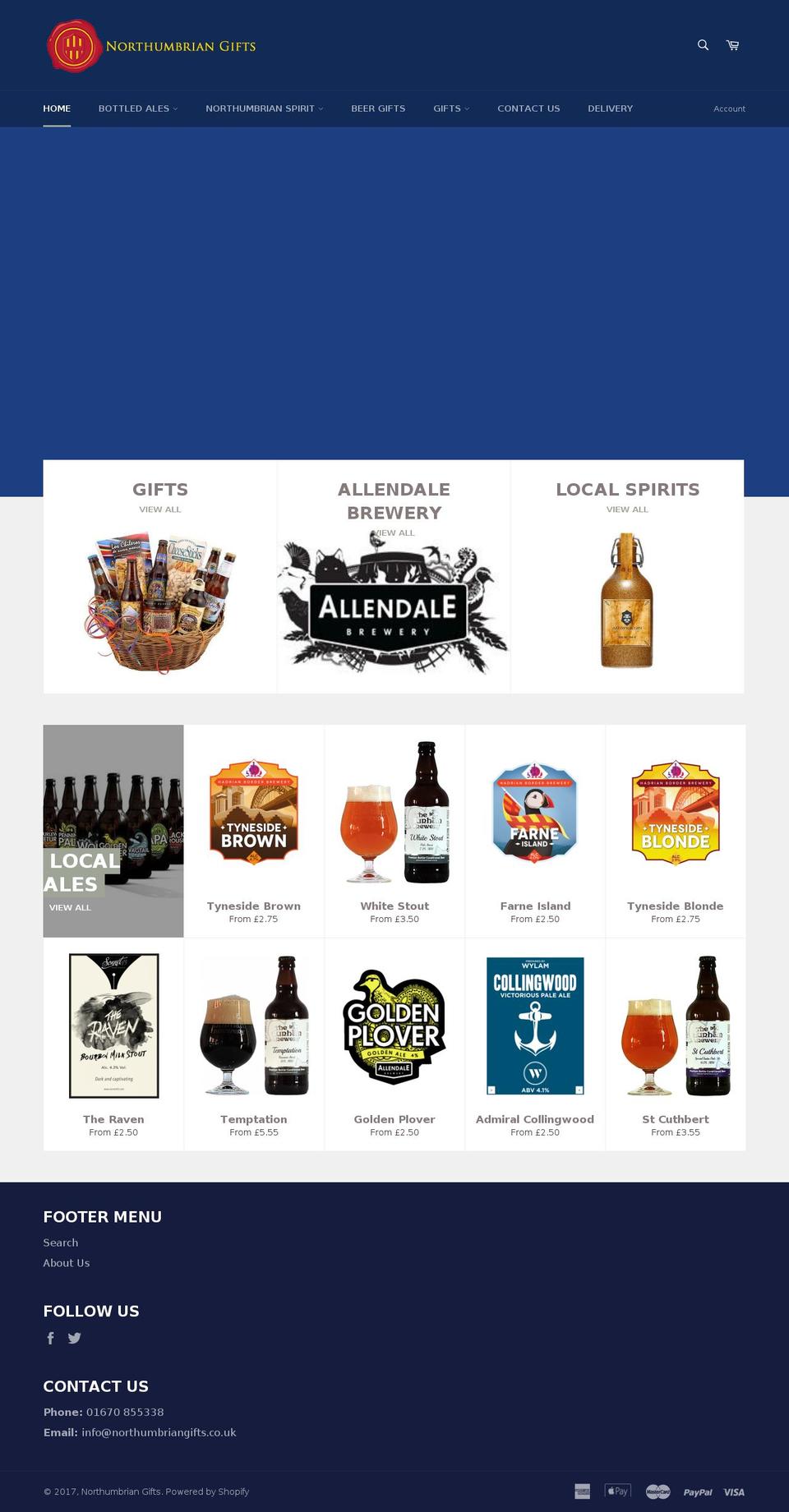 northumbriangifts.com shopify website screenshot