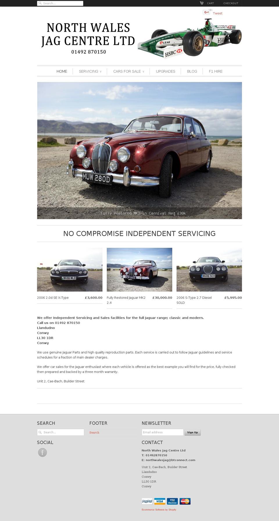 northwalesjagcentre.com shopify website screenshot