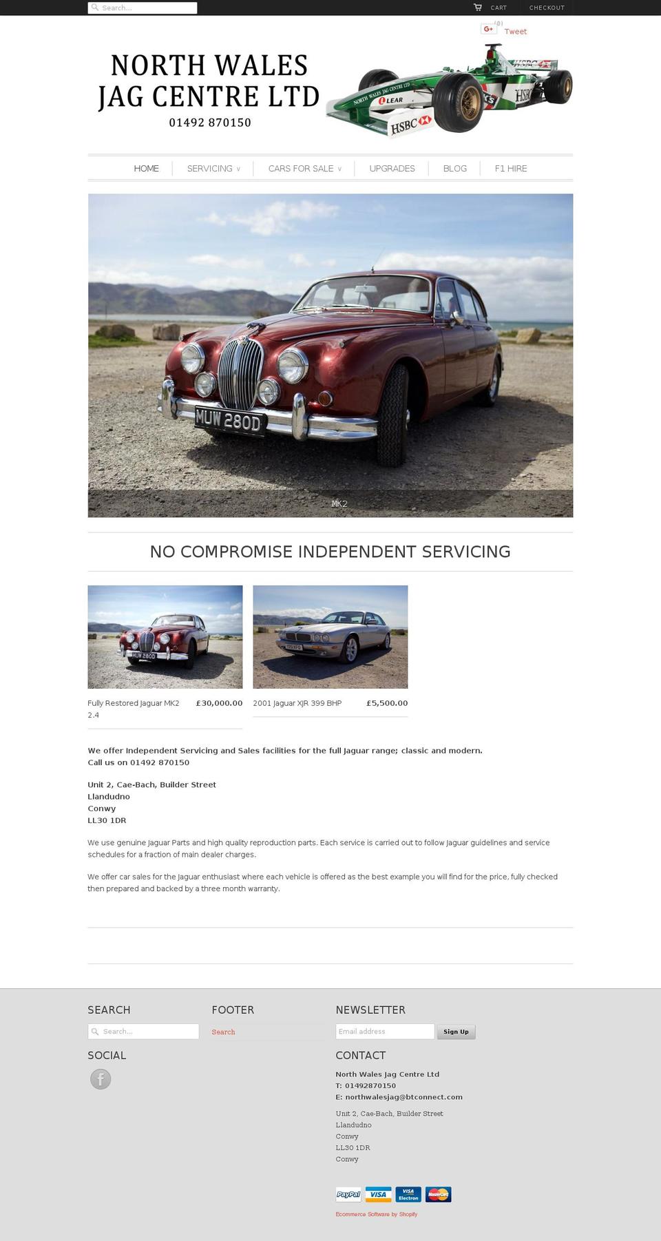 northwalesjagcentreltd.com — Shopify storefront screenshot