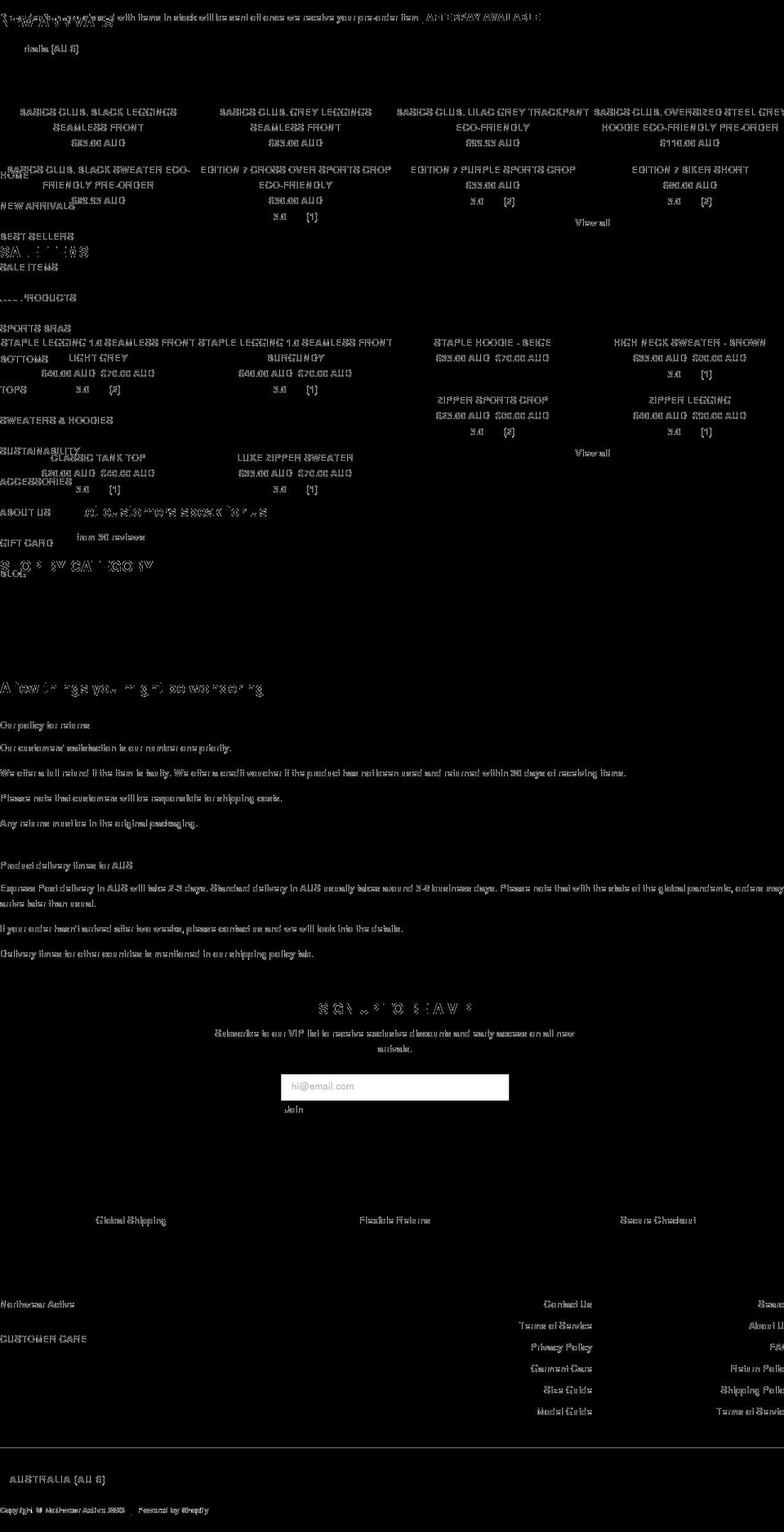 northwear.com.au shopify website screenshot
