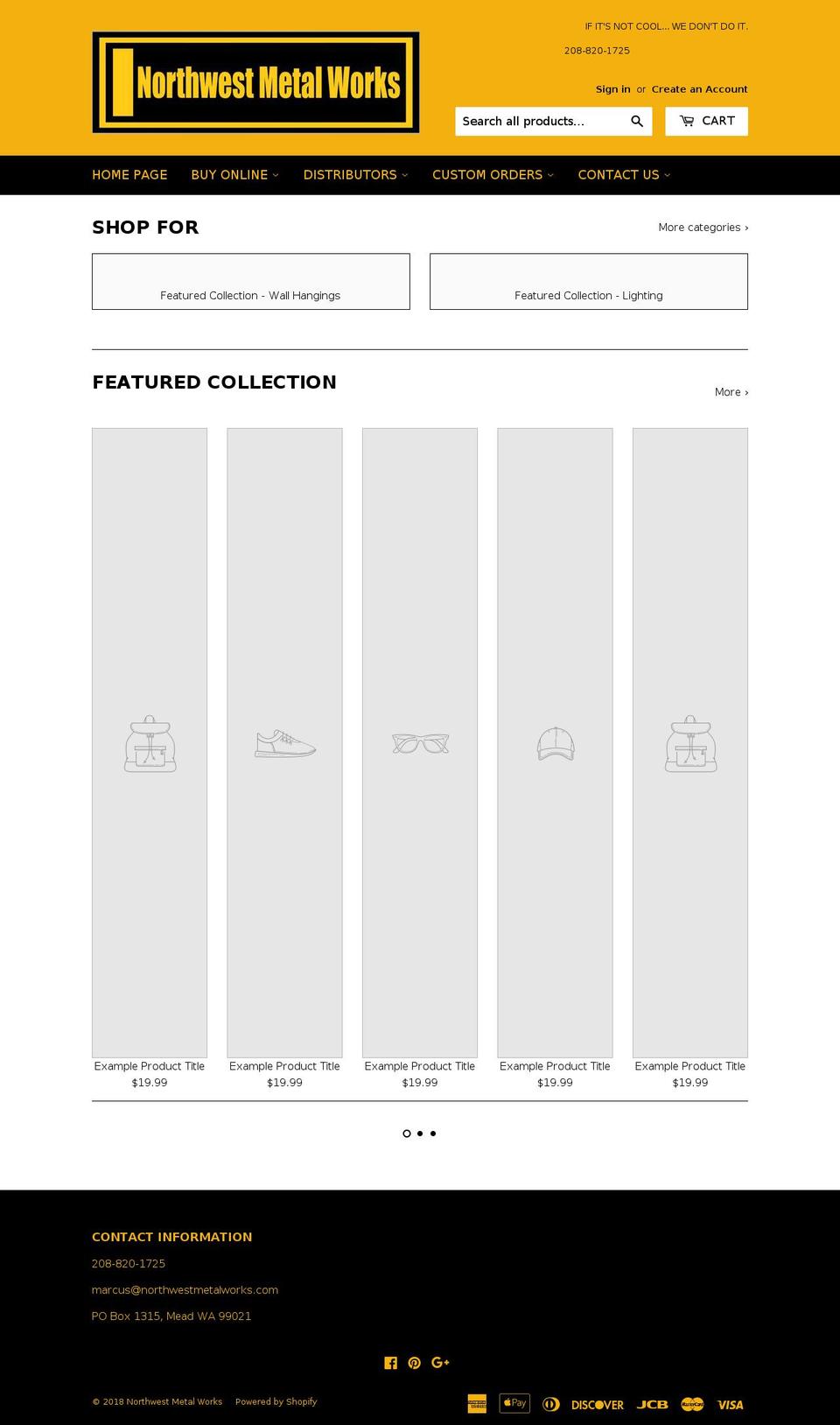 northwestmetalworks.com — Shopify storefront screenshot